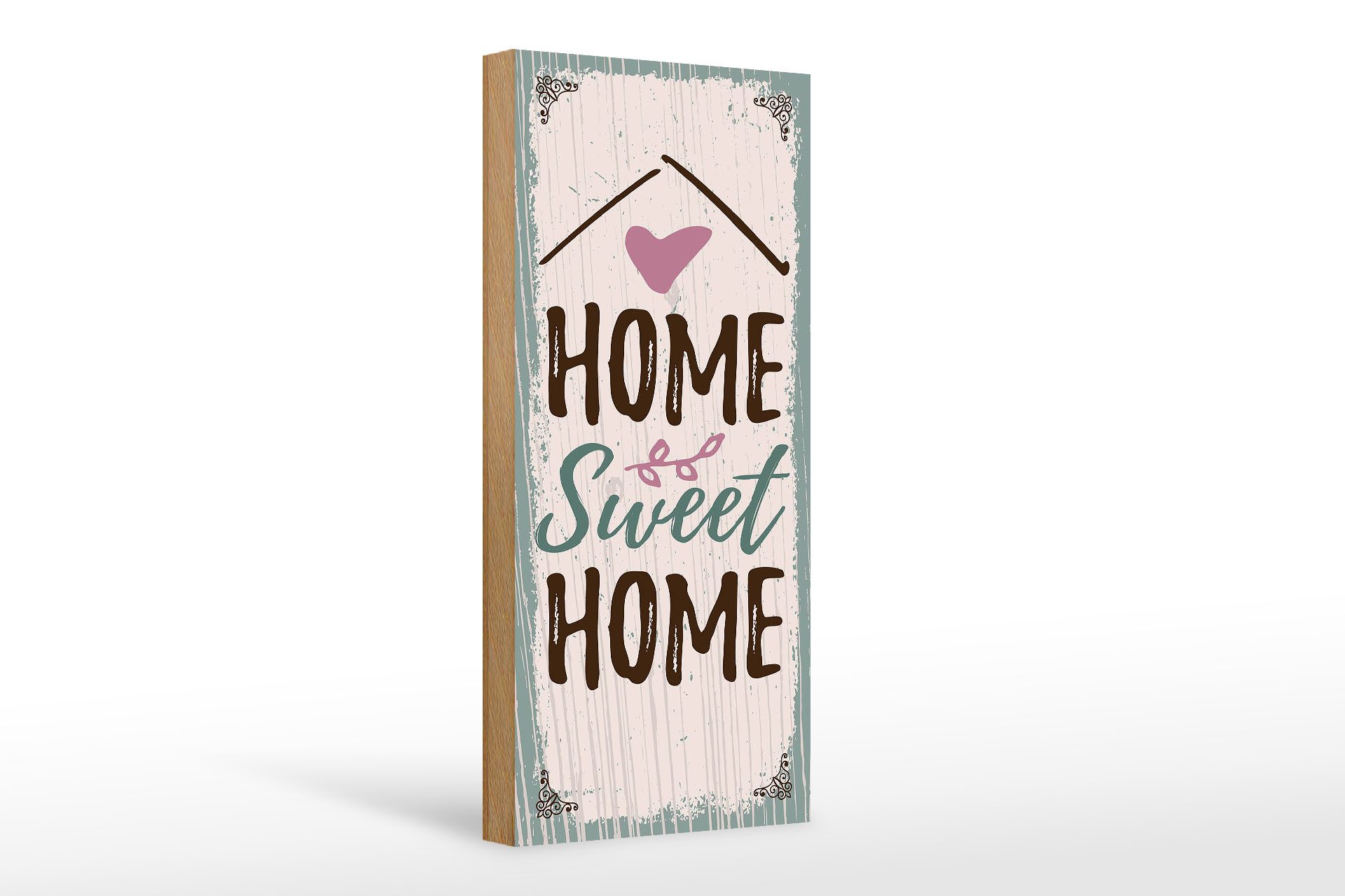 Femer GmbH Holzbild Spruch Home sweet home 10x27cm, (1 St), Glatte Holzfaserplatte (MDF), vorn beschichtet