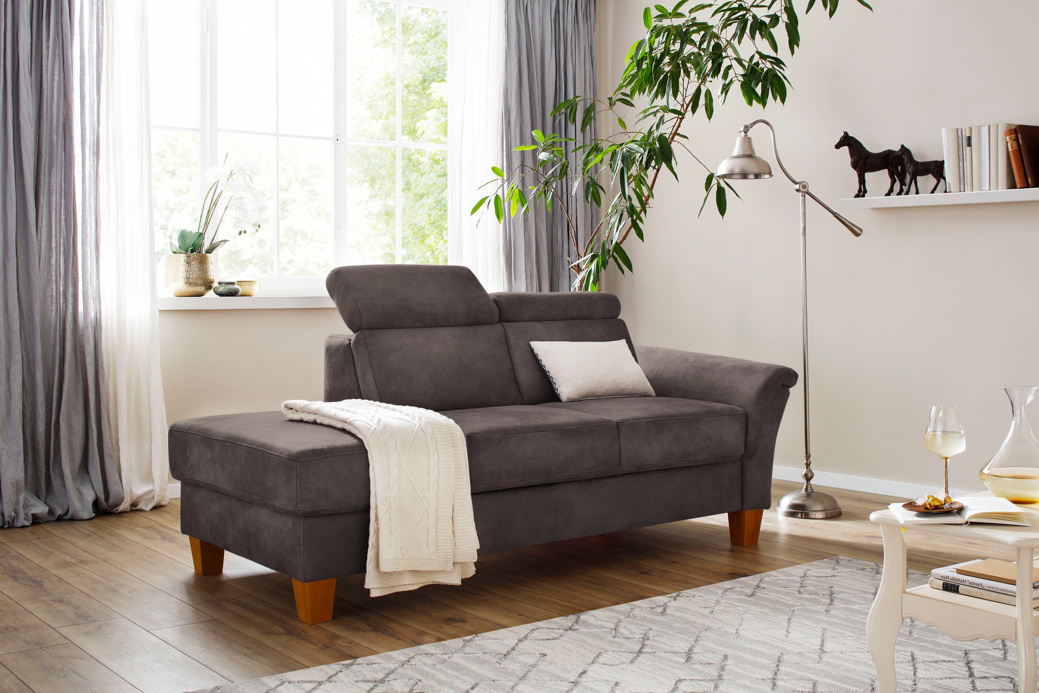 OTTO home Recamiere Conville, incl. Kopfteilverstellung, Federkern, wahlweise mit Bettkasten