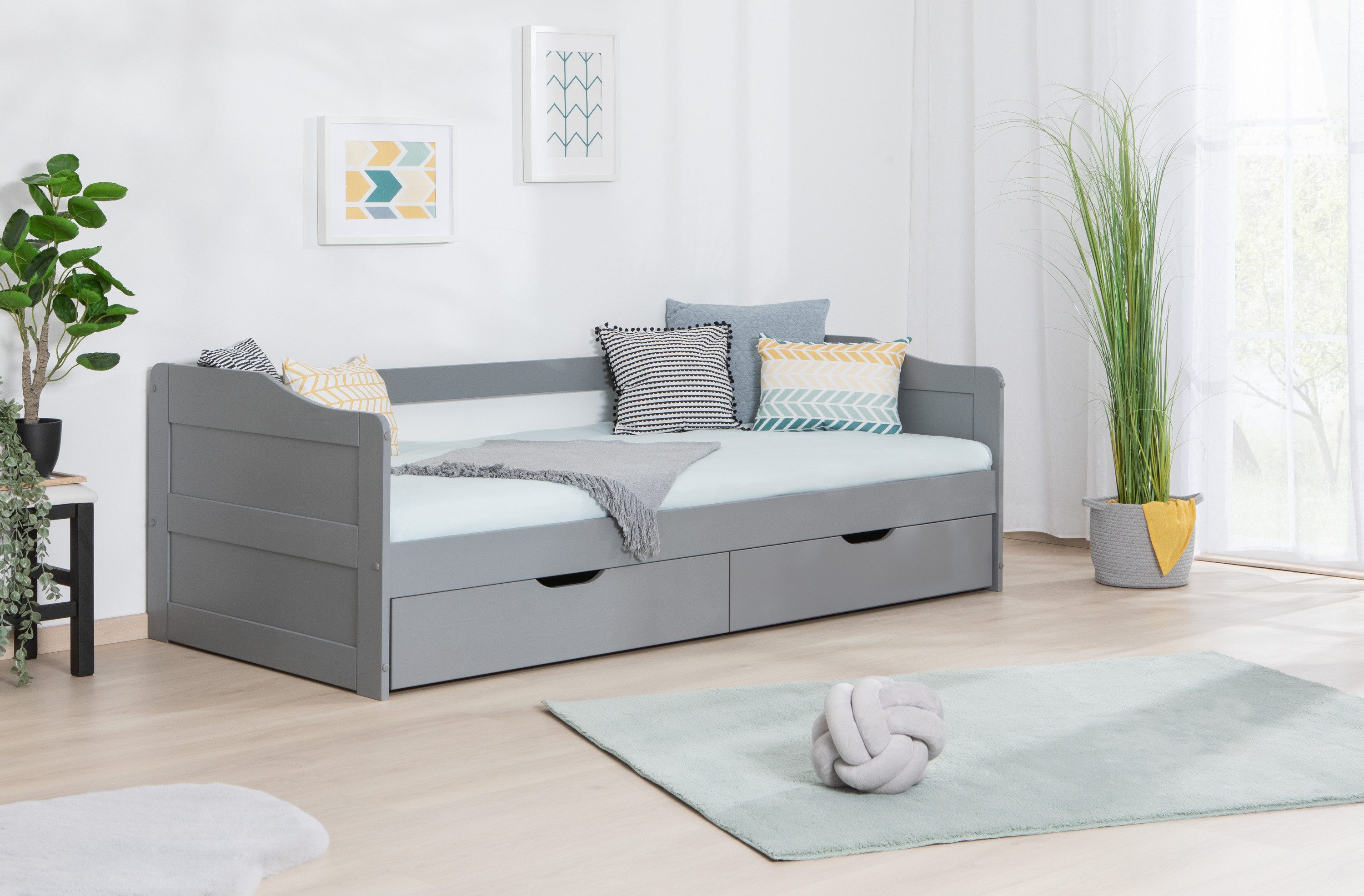 Ticaa Funktionsbett Funktionsbett Sofabett "Melinda" Kiefer massiv