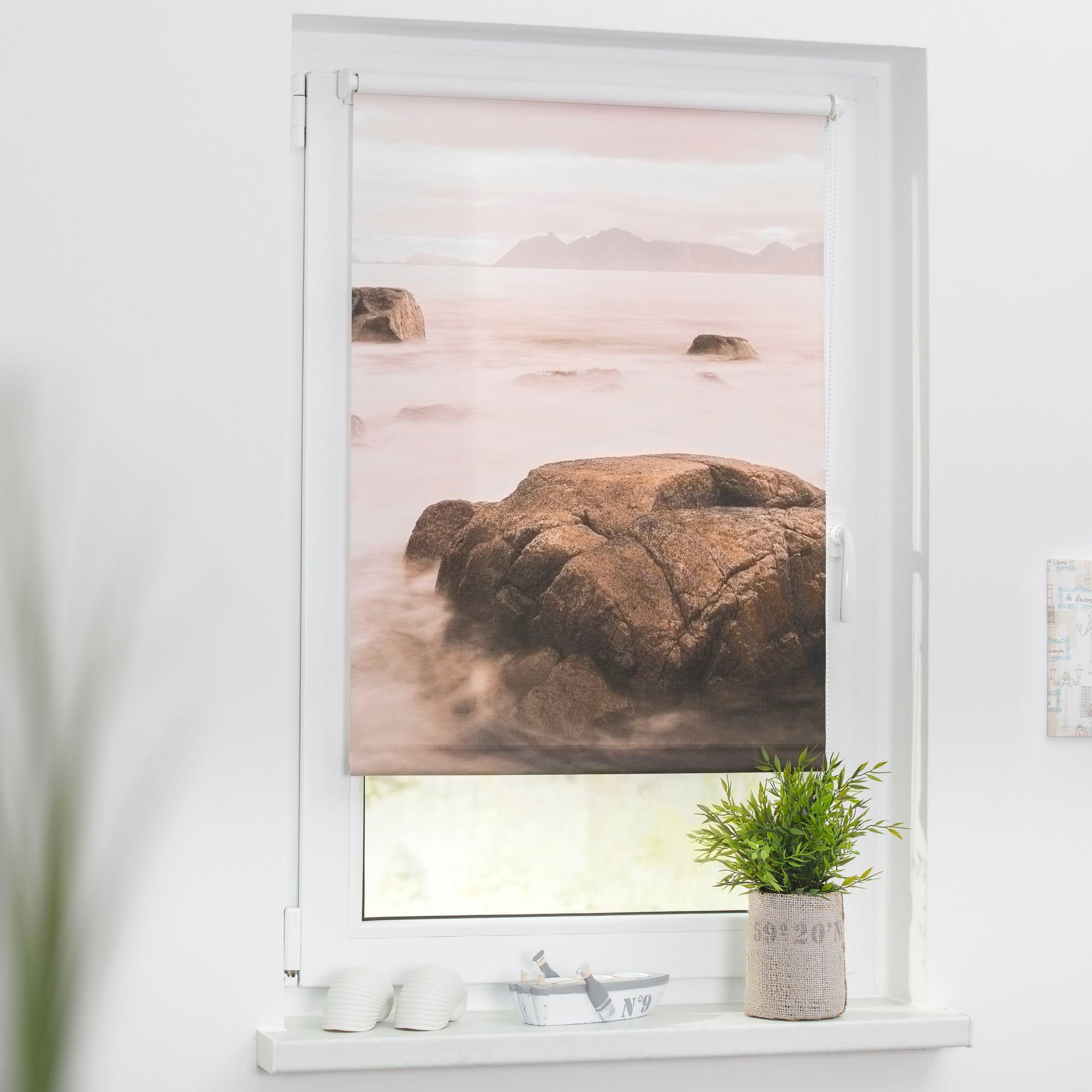 Seitenzugrollo Klemmfix Motiv Stone, LICHTBLICK ORIGINAL, günstig online kaufen