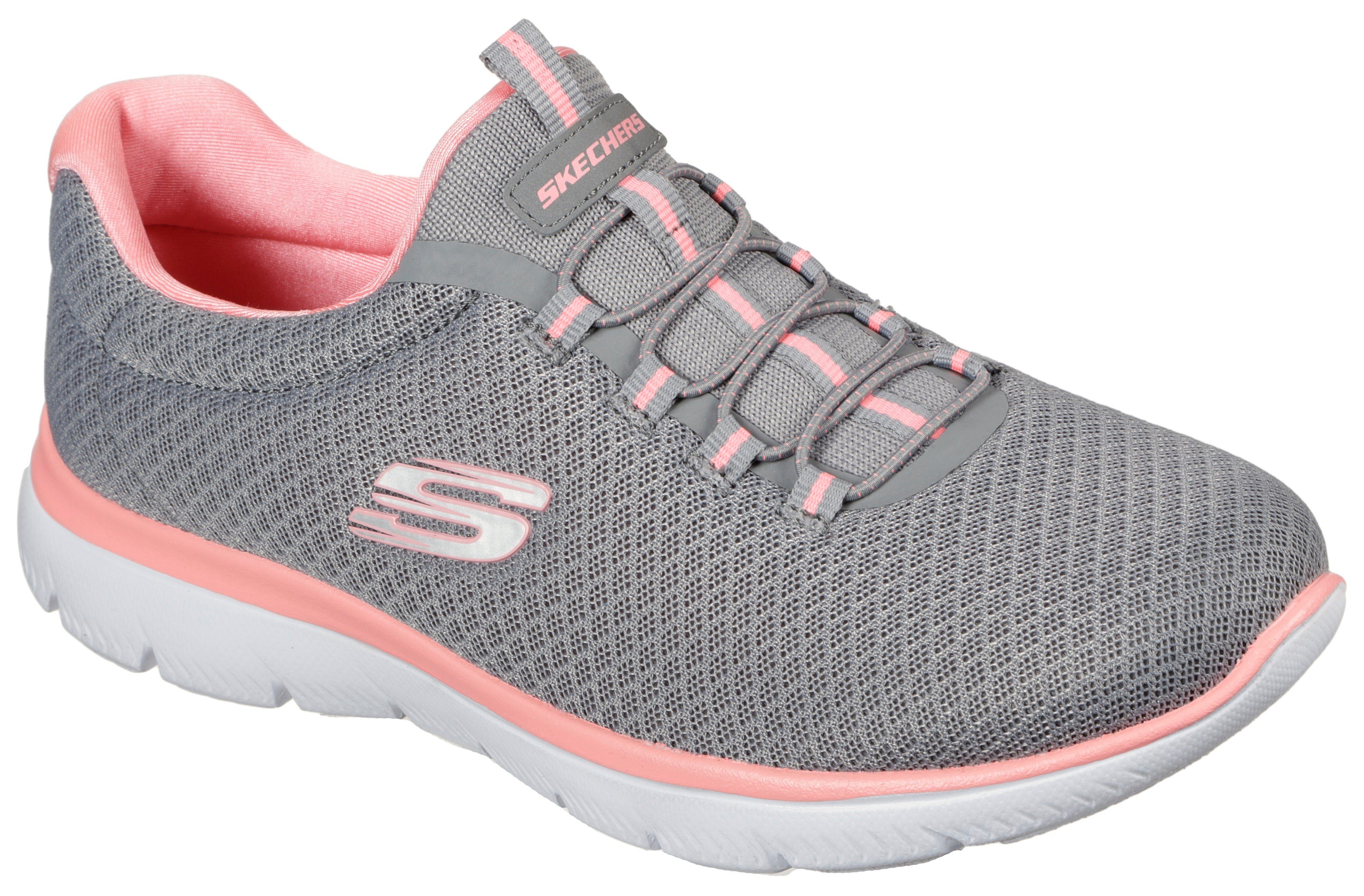 Skechers SUMMITS Slip-On Sneaker mit dezenten Kontrast-Details grau-rosa | 