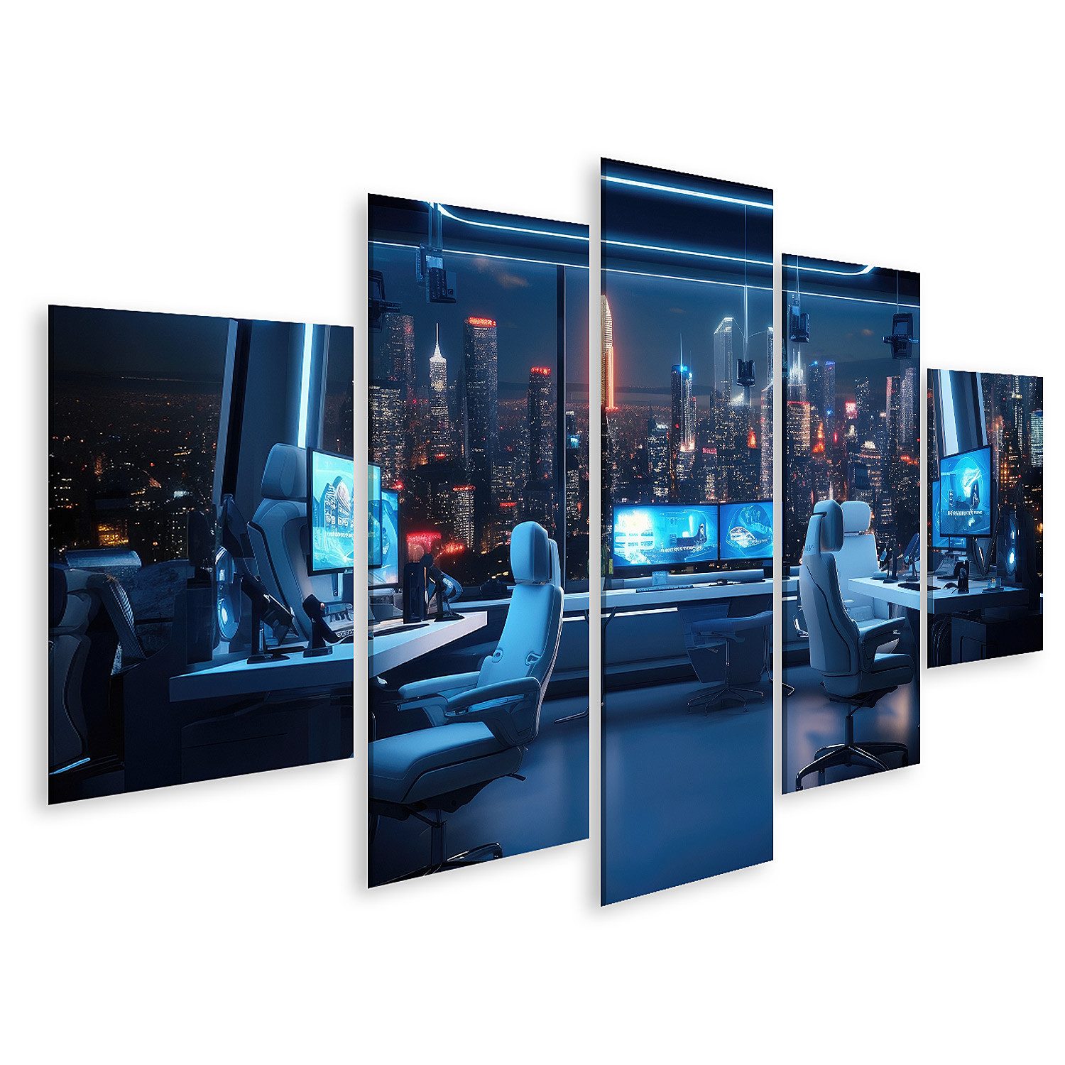 islandburner Leinwandbild Smart City Arbeitsplatz futuristisches Büro High Tech Möbel Bilder
