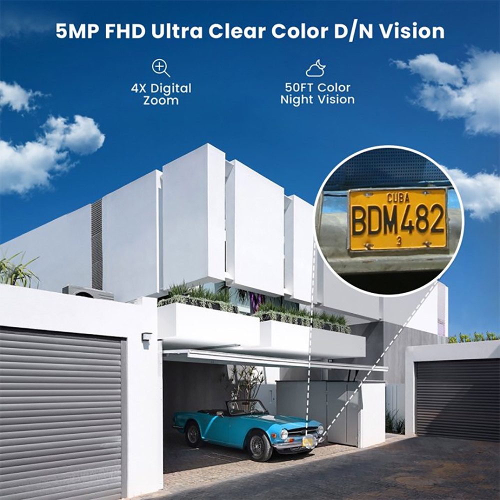 Topcony Überwachungskamera 5MP Solar-Funk-Überwachungskameras WLAN mit Bewegungserkennung (Aussen, Außenbereich,Home,Schule,Geschäft,Wald,Farm,Campingbus,Straße, Zugriffskontrolle für mehrere Benutzer, 360°-Ansicht,Farbe Nachtsicht,2-Wege-Audio,Spotlights,Alex,IP65, 15M Infrarot-Nachtsicht,PIR Erkennung 350°/90° Schwenkbar mit SD Karte)