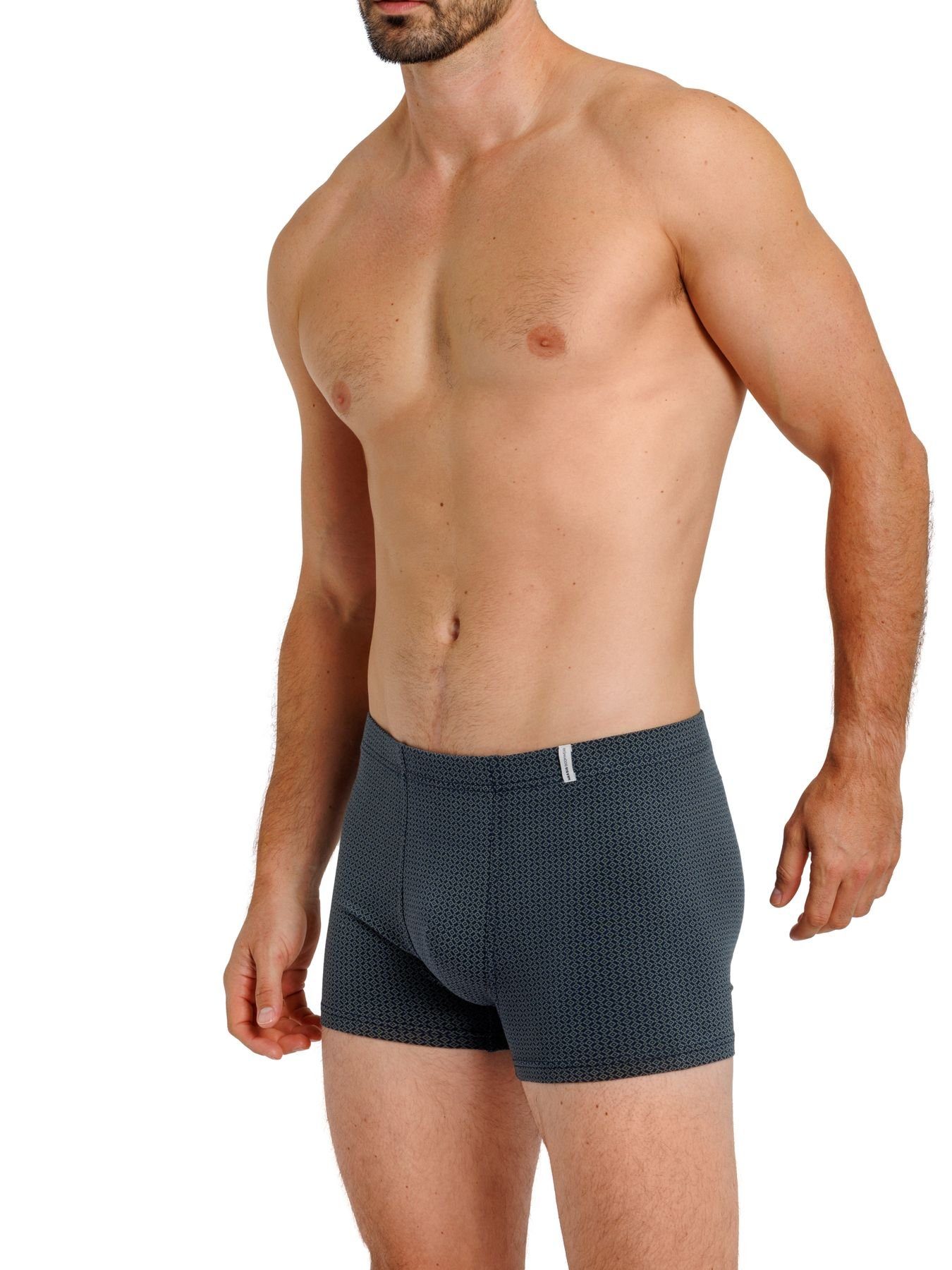 (Packung, pflegeleicht, Pants HAASIS formbeständig, Pack) Optimale Passform, 2-St., 2er Retro Pants Herren 77261413-navy/print 1919 Bodywear strapazierfähig