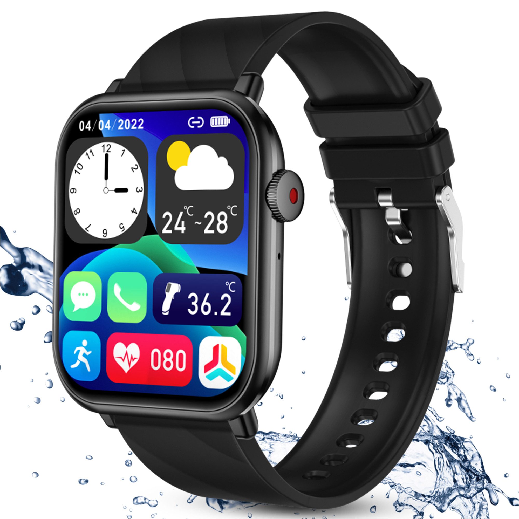Smartwatch,Fitness Tracker Uhr für Damen Herren mit Telefonfunktion Smartwatch