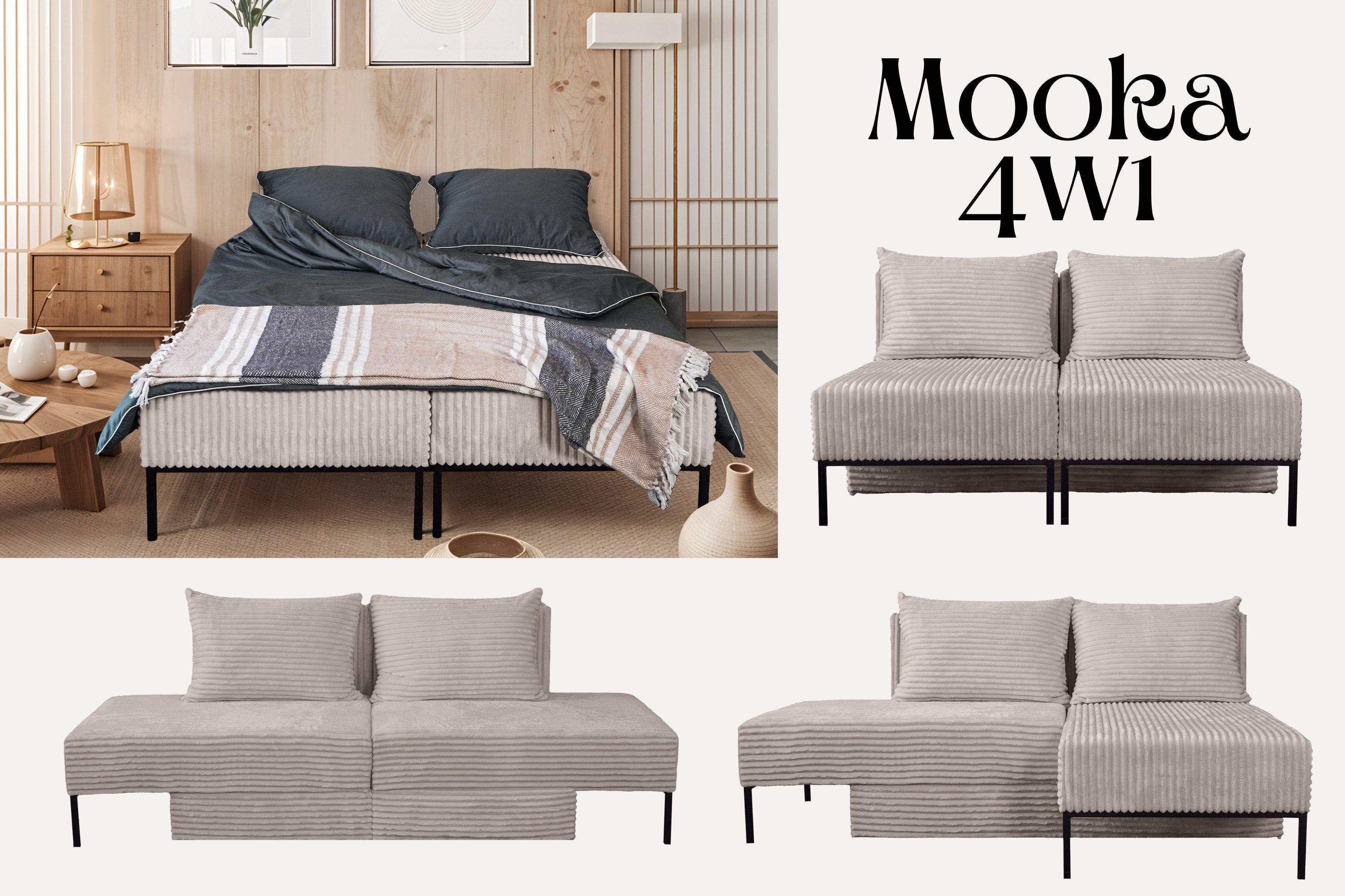 Kaiser Меблі Bett Sofa, Ecksofa, Liegestuhl,MOOKA 4in1-Multifunktions-System