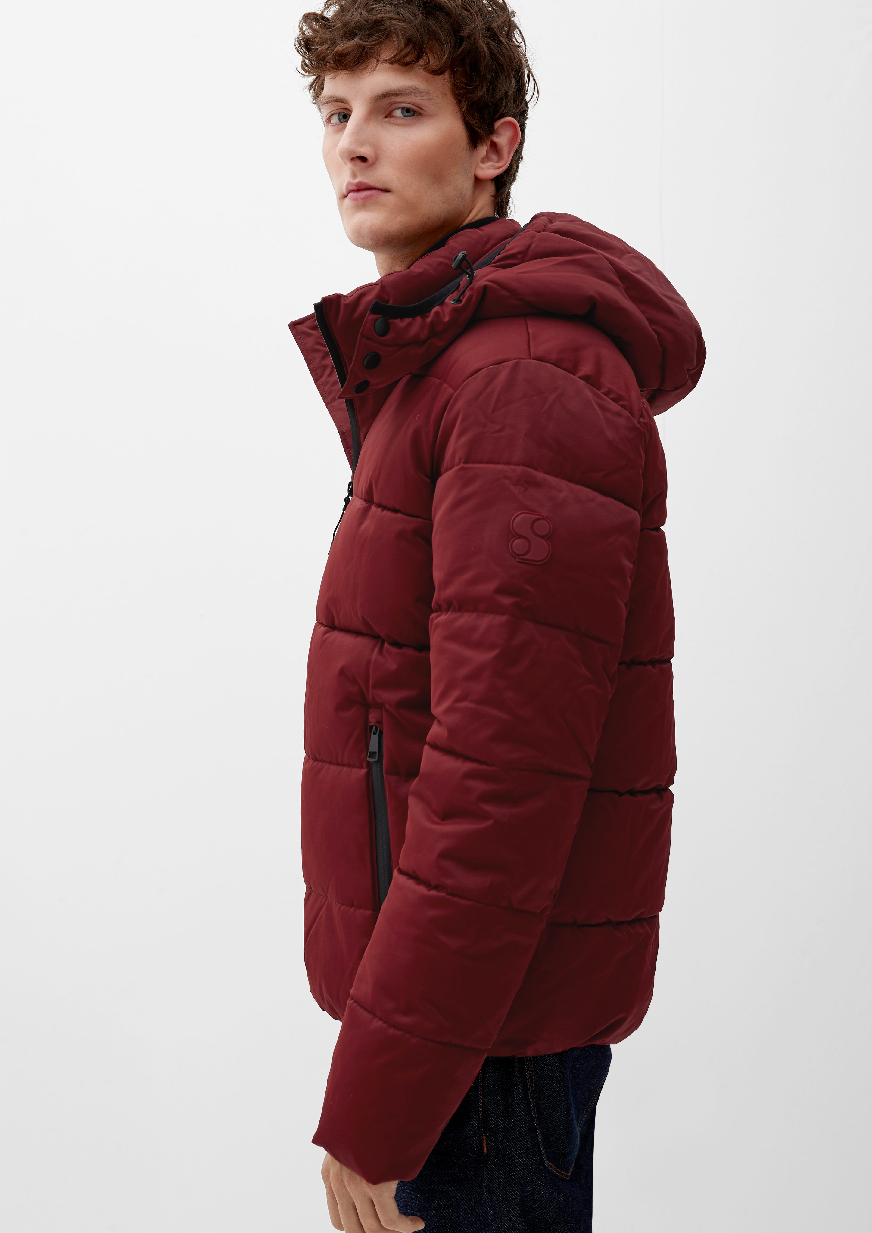 s.Oliver Outdoorjacke Steppjacke mit abnehmbarer Kapuze dark red