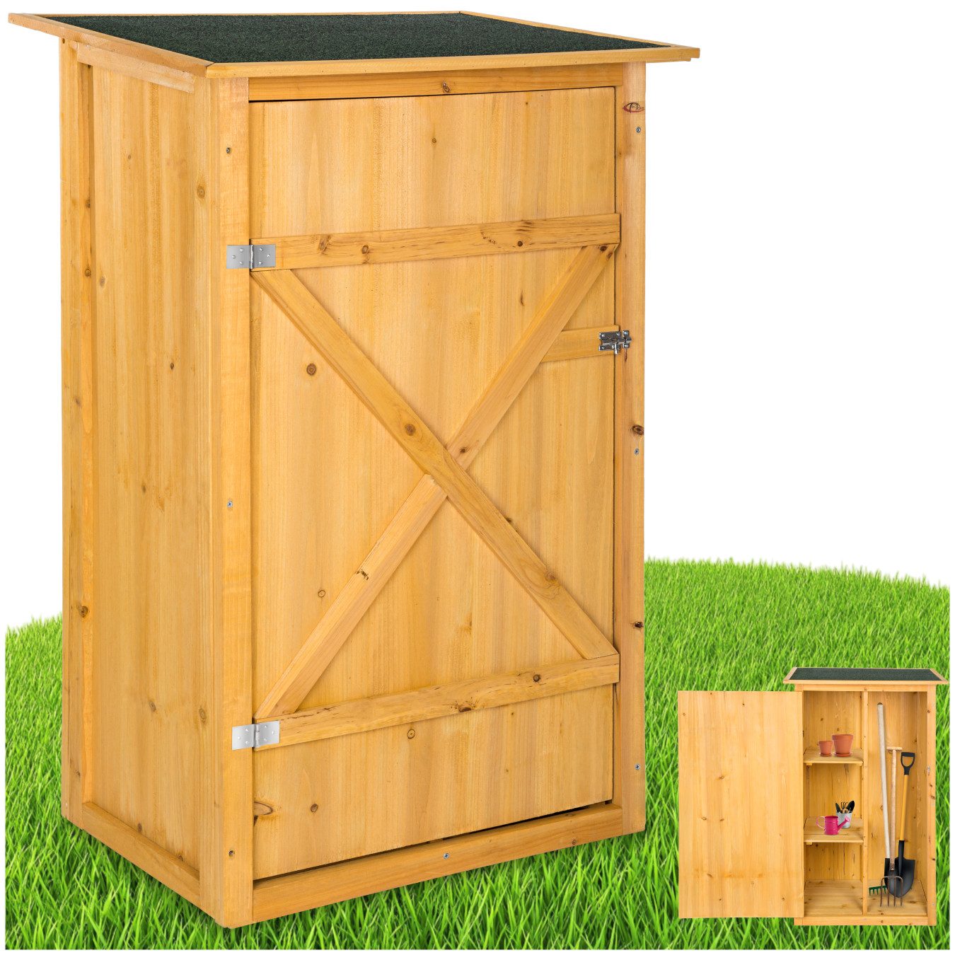 tectake Geräteschrank Gartenschrank mit Flachdach (Bausatz, günstig online kaufen