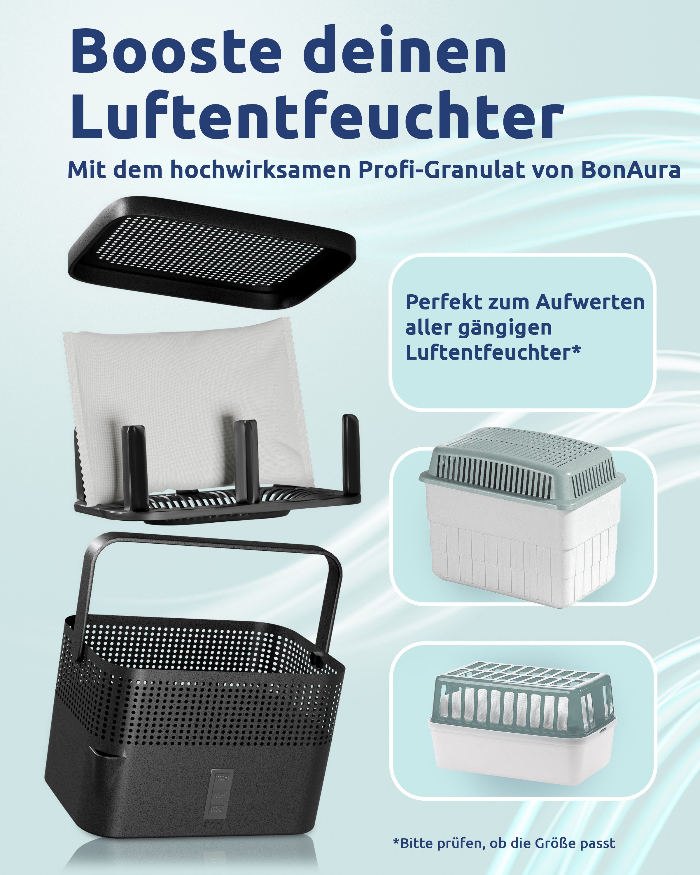 BonAura Luftentfeuchter-Nachfüllpack Entfeuchter Granulat im Vliesbeutel, 2er oder 4er Set, 980g pro Stk., Geruchsneutral