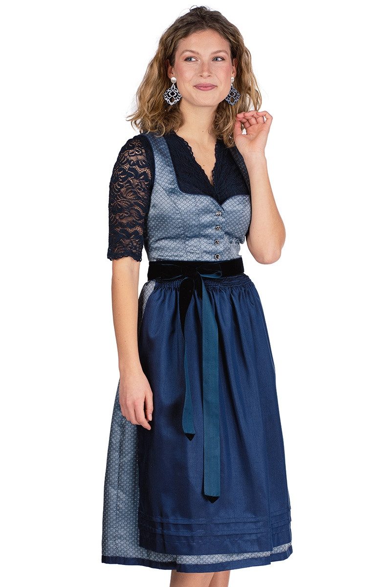 Spieth & Wensky Dirndl Midi Dirndl 2tlg. - DEICH - hellblau/navy