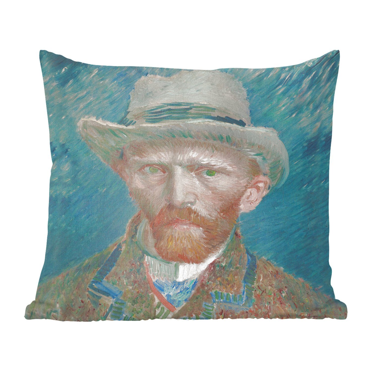 MuchoWow Dekokissen Selbstporträt 1887 - Gemälde von Vincent van Gogh, Zierkissen mit Füllung für Wohzimmer, Schlafzimmer, Deko, Sofakissen | Dekokissen