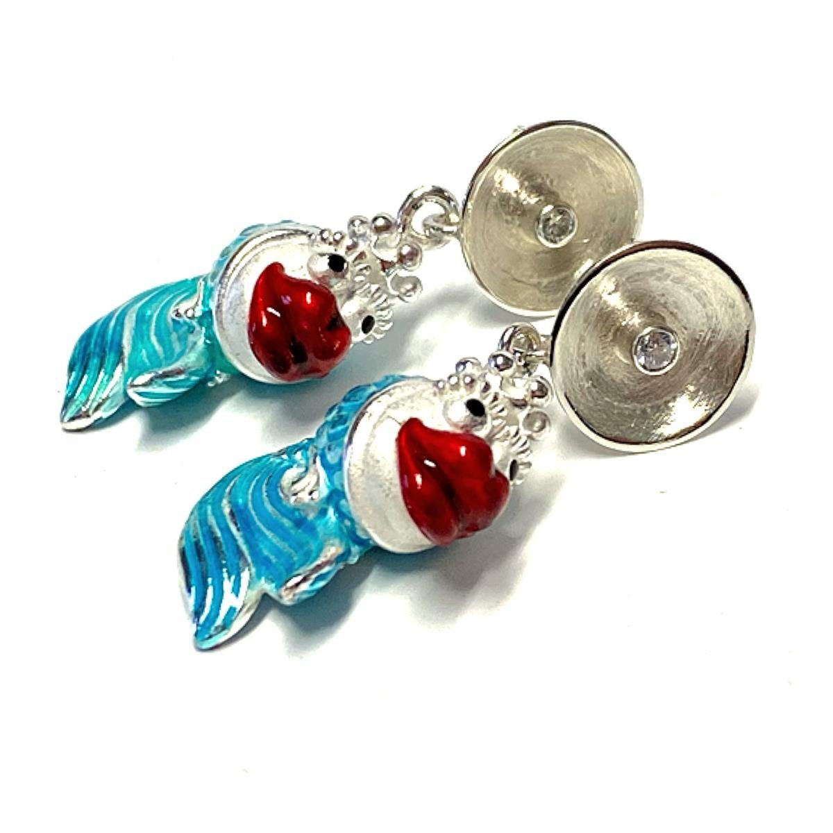 Ohrstecker-Set fetzige Unikat Ohrstecker in 925/- Sterling Silber mit kecken Fischen
