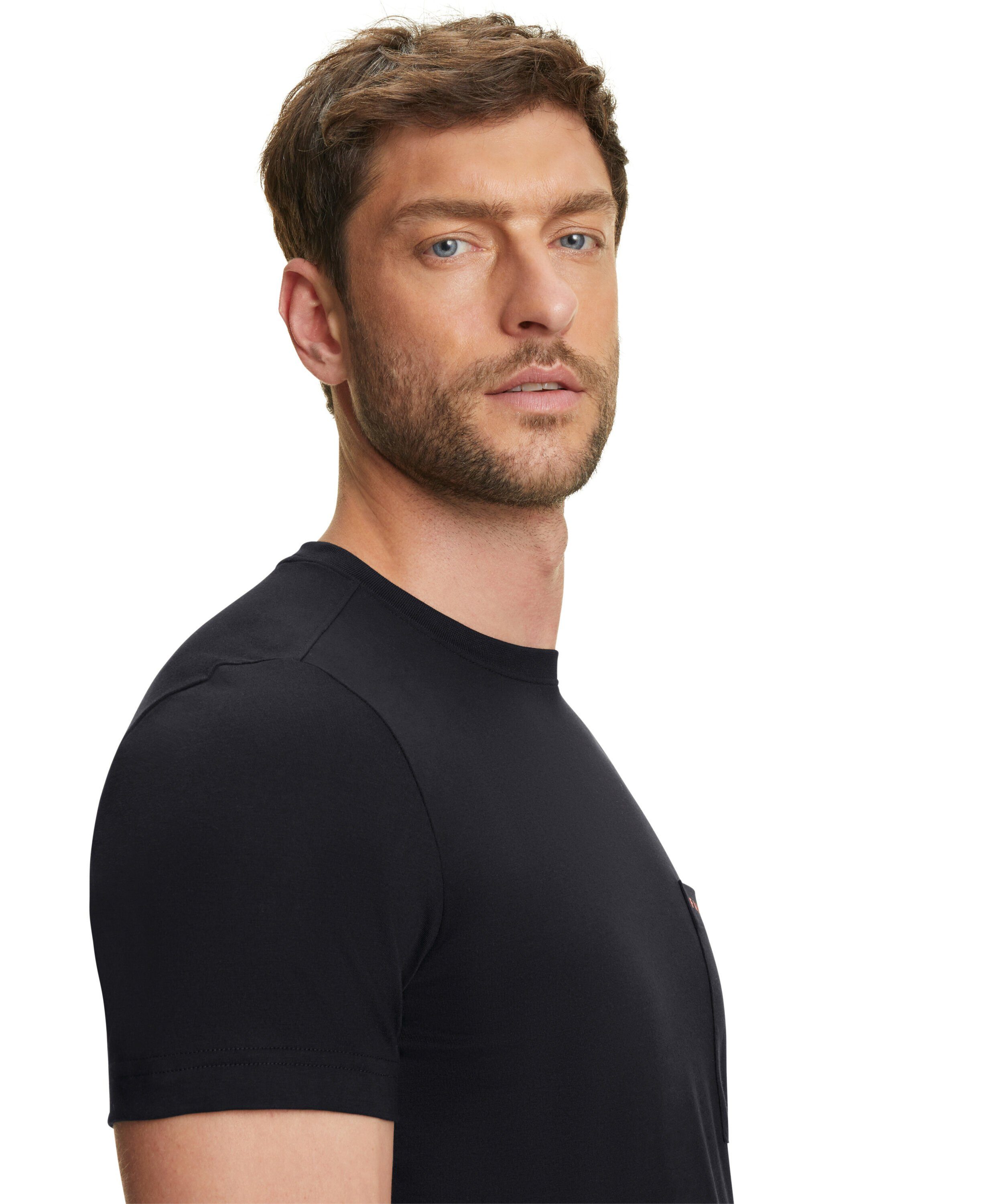 aus black T-Shirt (1-tlg) FALKE hochwertiger Pima-Baumwolle (3000)