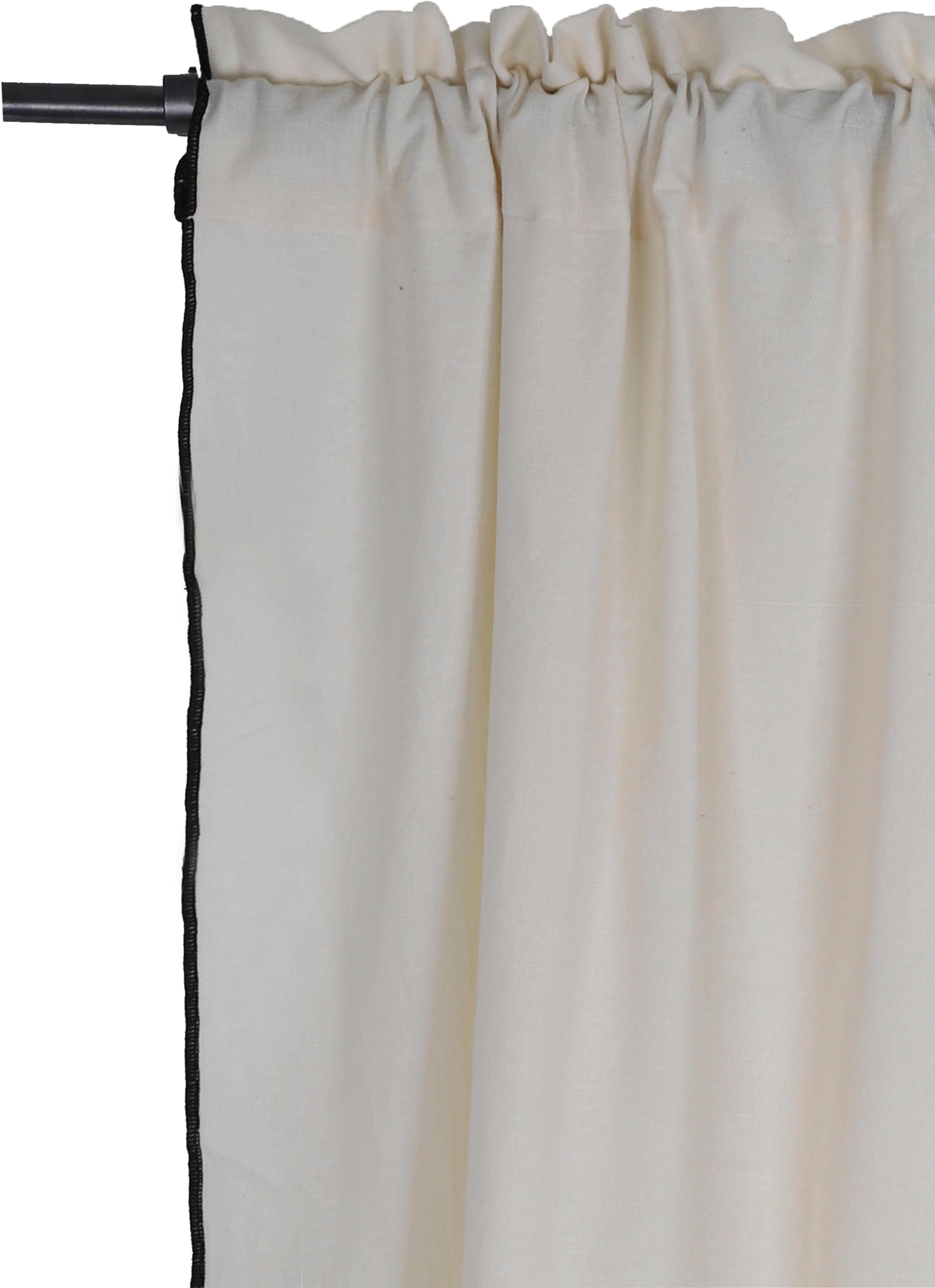Vorhang Ellen, andas, Stangendurchzug (1 Unifarben St), weiß blickdicht, mit Größen schwarzen verschiedene blickdicht, Overlocknaht