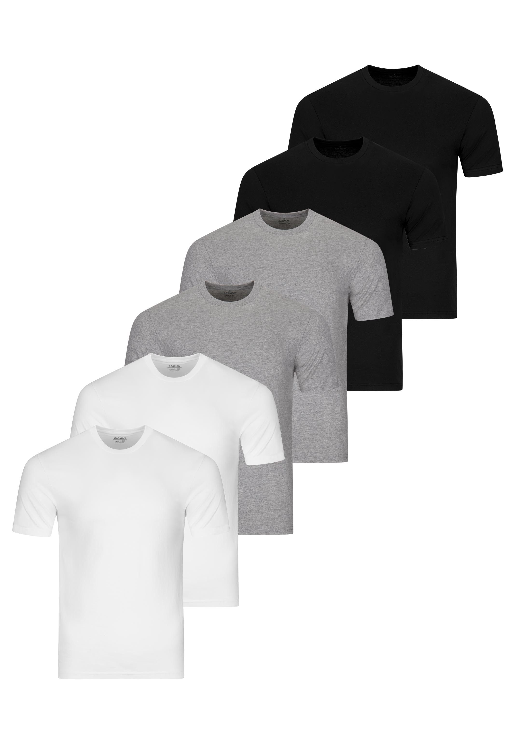 RAGMAN Unterhemd 6er Pack Basic (Spar-Set, 6-St) Unterhemd / Shirt Kurzarm - Baumwolle - Atmungsaktiv