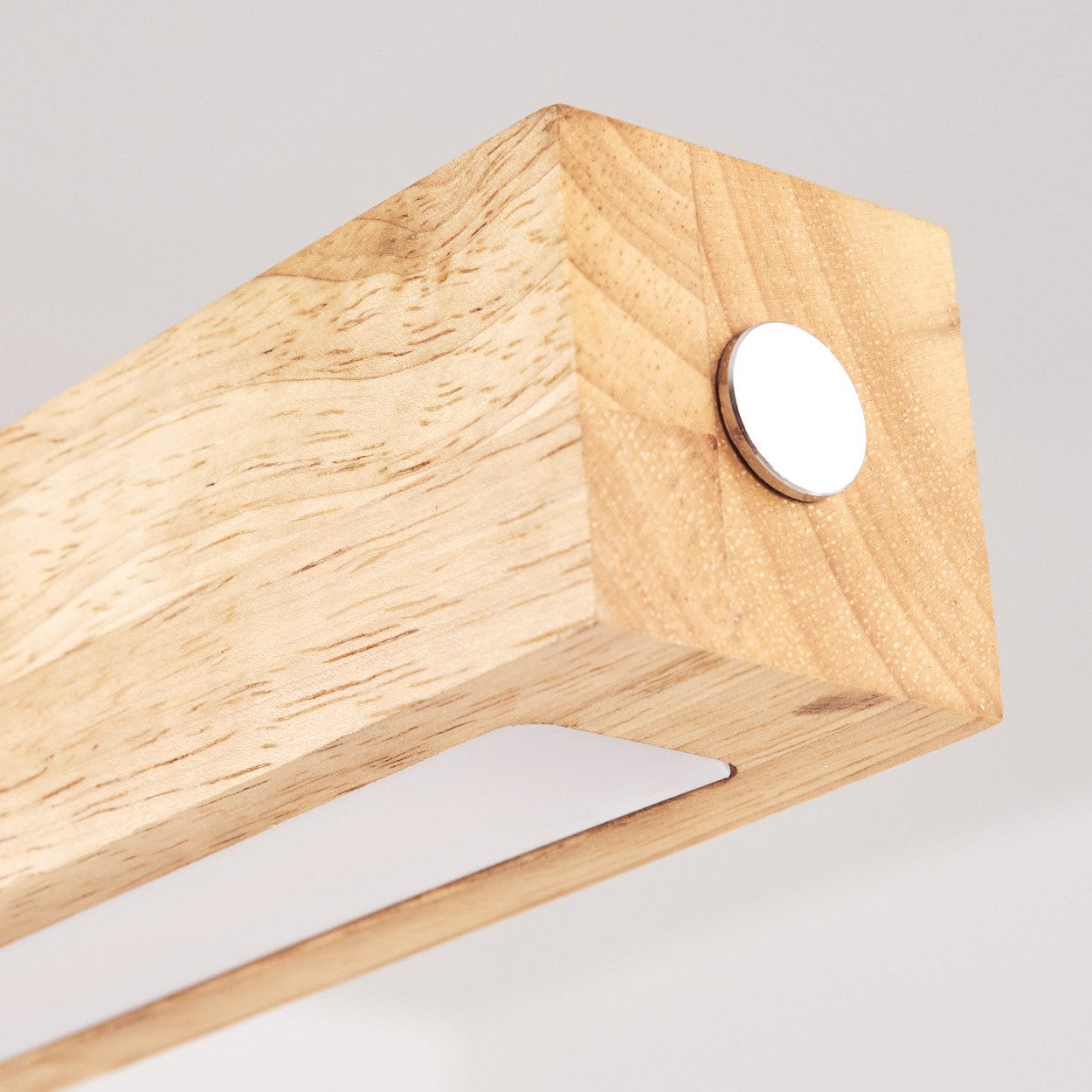 hofstein Pendelleuchte dimmbare Hängelampe aus Metall/Holz/Kunststoff in Schwarz/Naturfarben, LED wechselbar, 3000-6000 Kelvin, skandinavisches Design, Touchdimmer, LED 24 Watt, 2550 Lumen
