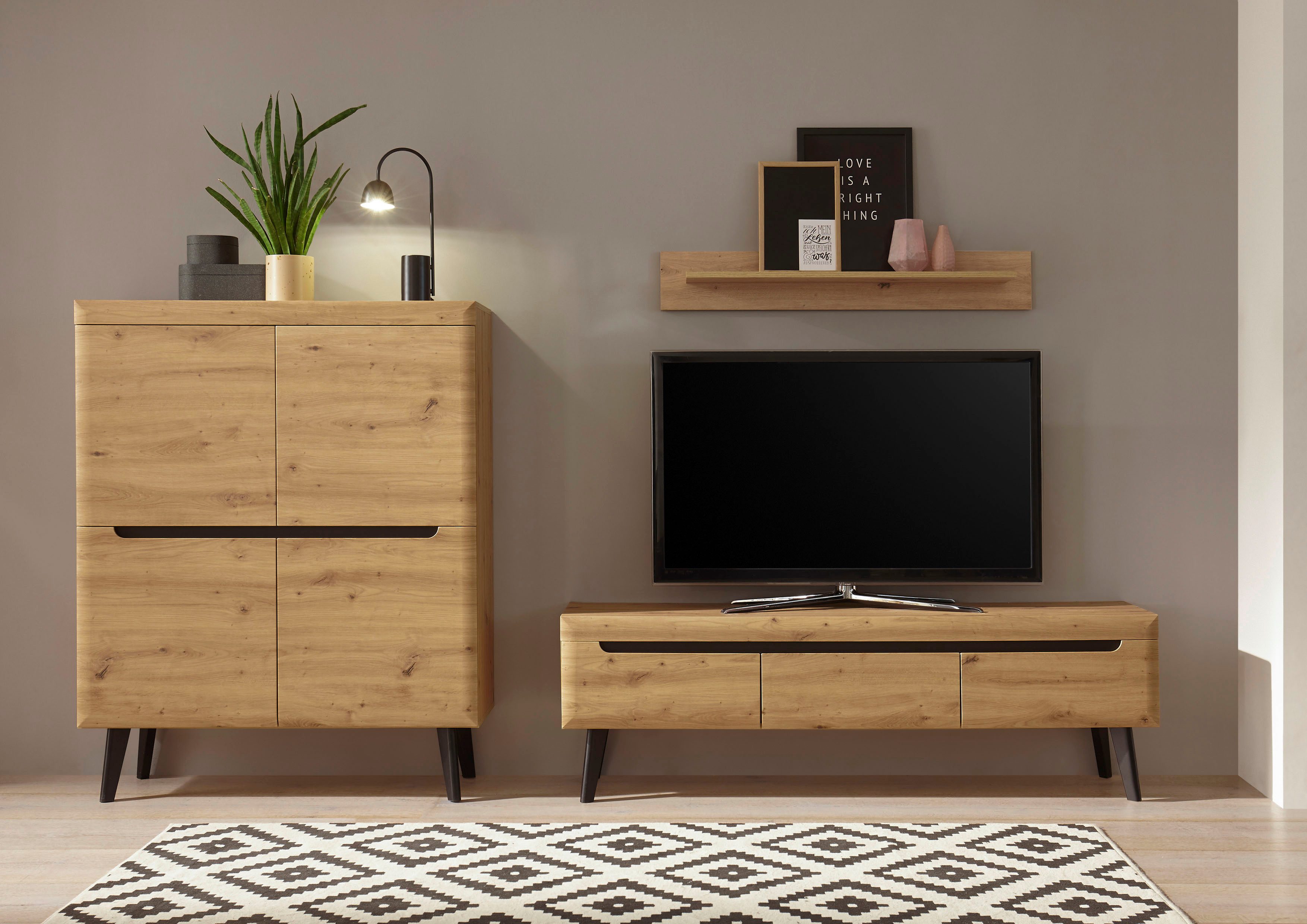 Home affaire Wohnwand Torge, Anbauwand, Schrankwand, Mediawand, Wohnzimmer-Set, (3-St)