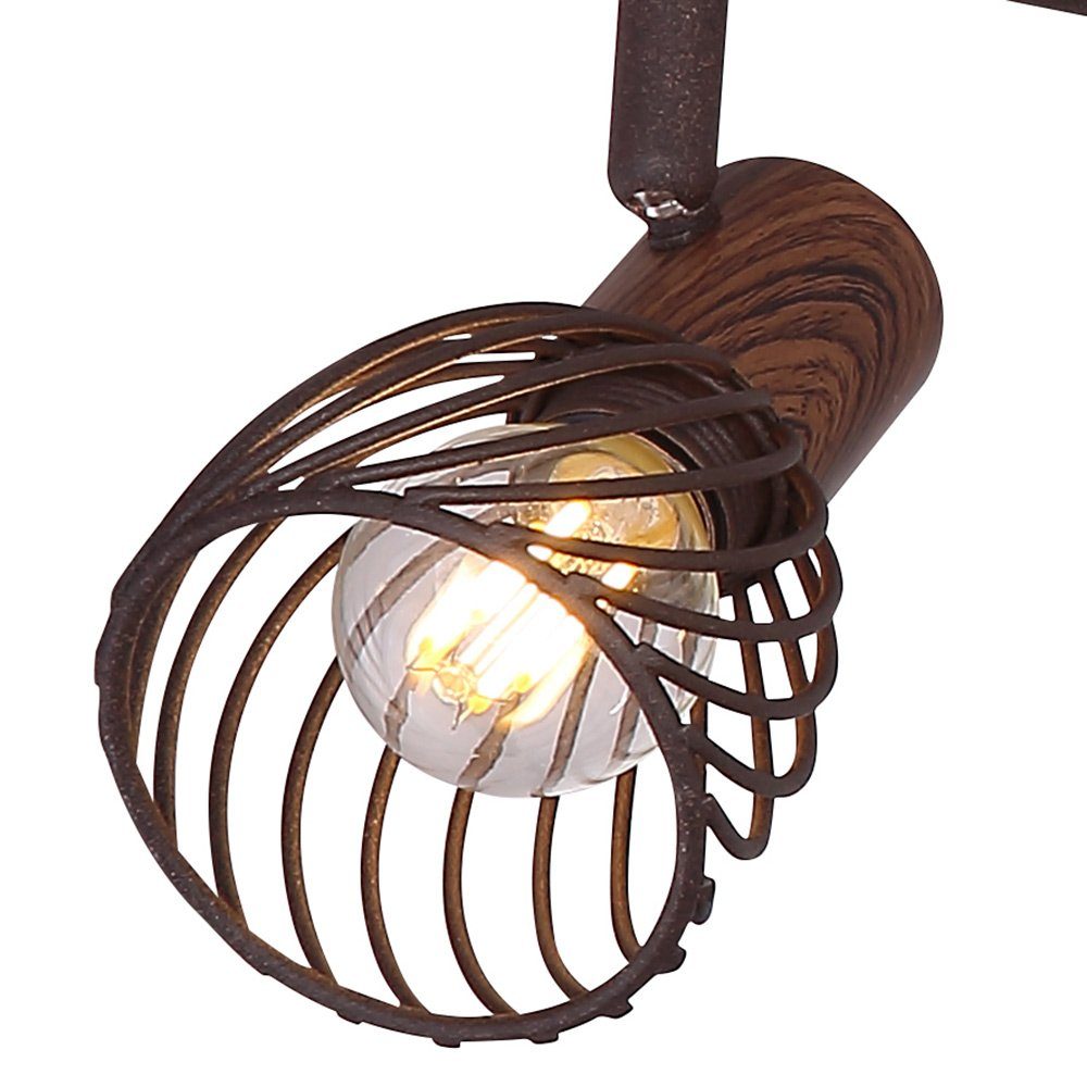 Holz Wohn Leuchte Lampe LED Käfig Deckenleuchte, Warmweiß, inklusive, rost Spot Zimmer Retro Decken etc-shop Leuchtmittel