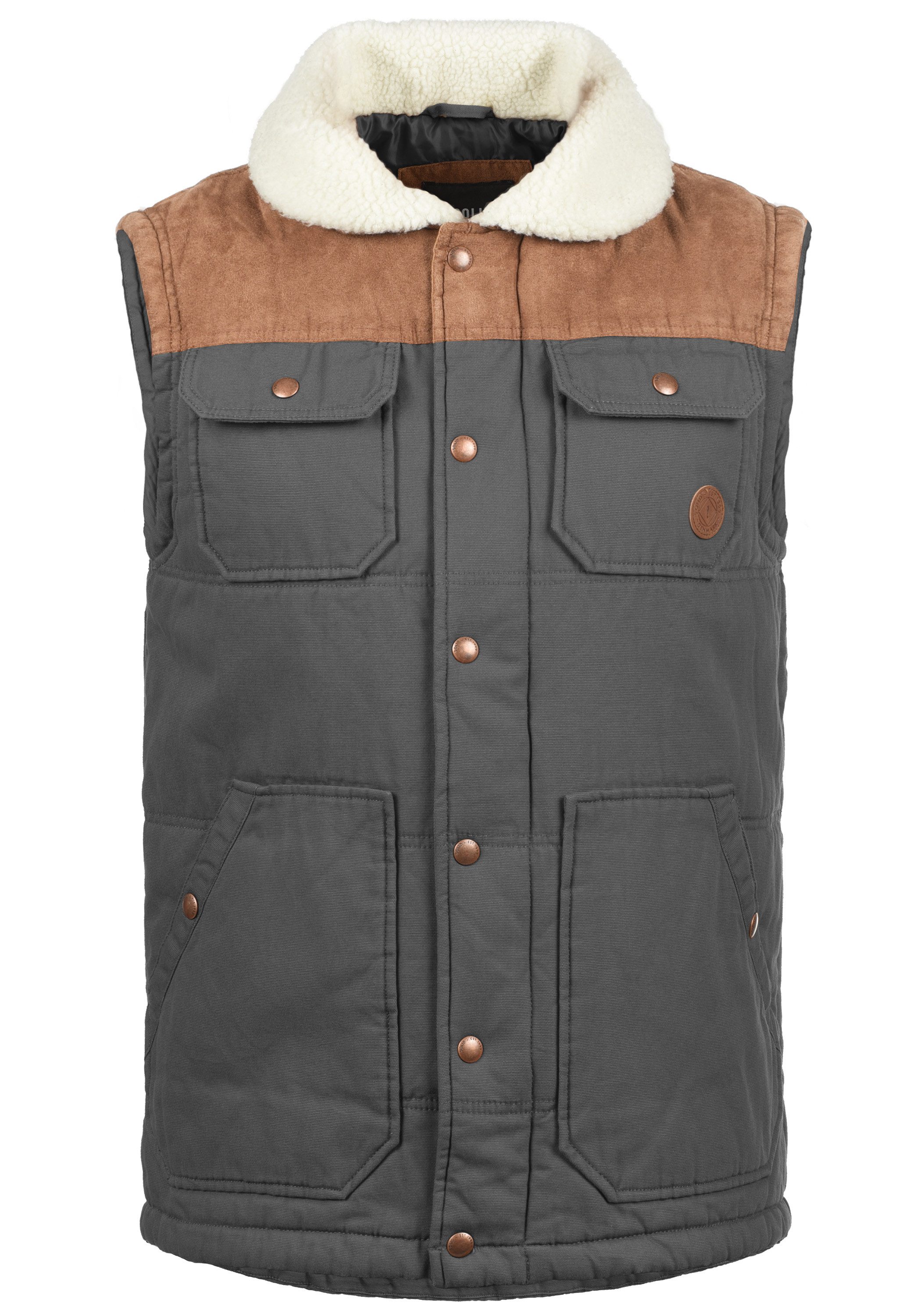 !Solid Steppweste SDFerdi Weste mit Stehkragen aus Teddyfell