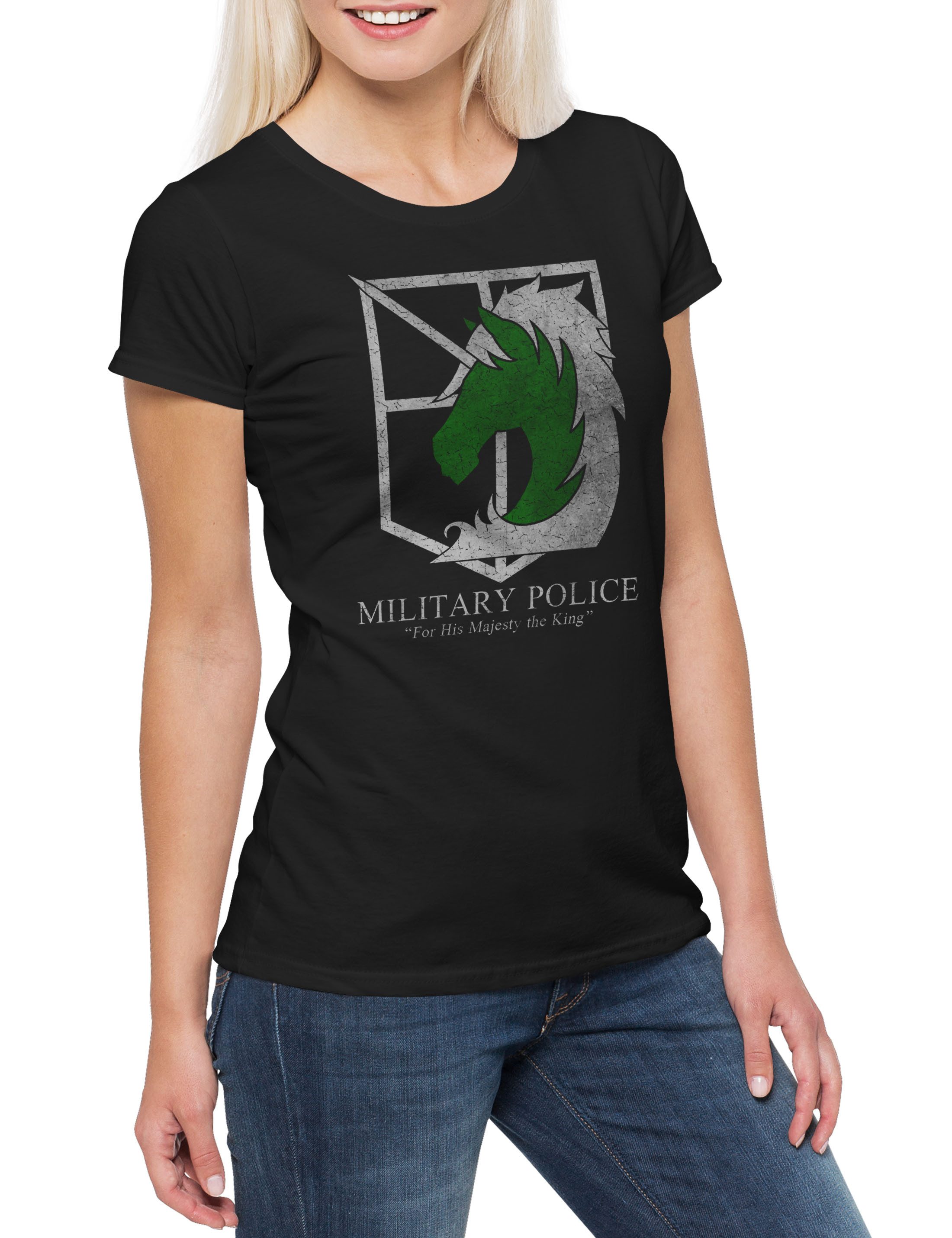 Print-Shirt Military Police Logo Damen T-Shirt Attack On Logo Symbol Titan Sign