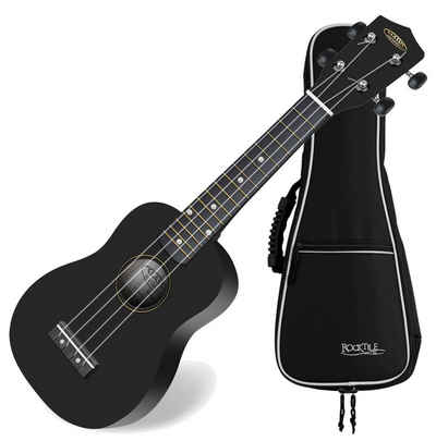 Classic Cantabile Ukulele Sopranukulele (Ukulele, Uke, 15 Bünde, leichtgängige Gitarrenmechanik), Spar-Set inklusive Gigbag