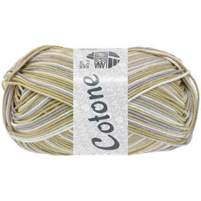 LANA GROSSA Cotone Print 0351 weiß beige grau Häkelwolle, 125 m