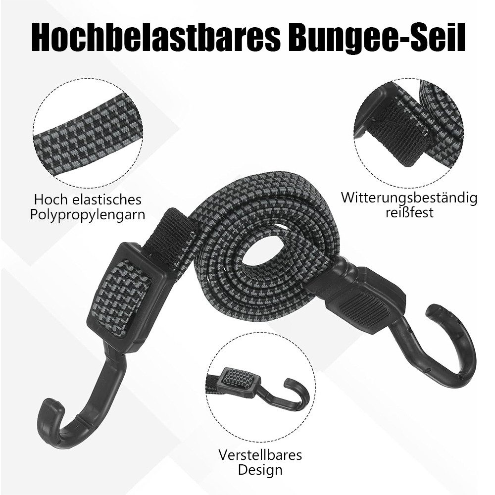 TUWENA Spanngurt 4 Stück Verstellbar Spanngummi mit Haken, 100cm Extra Stark Expander (4-St) Für Sackkarre, Gepäckträger, Fahrrad, Motorrad, Auto, Garten, Camping