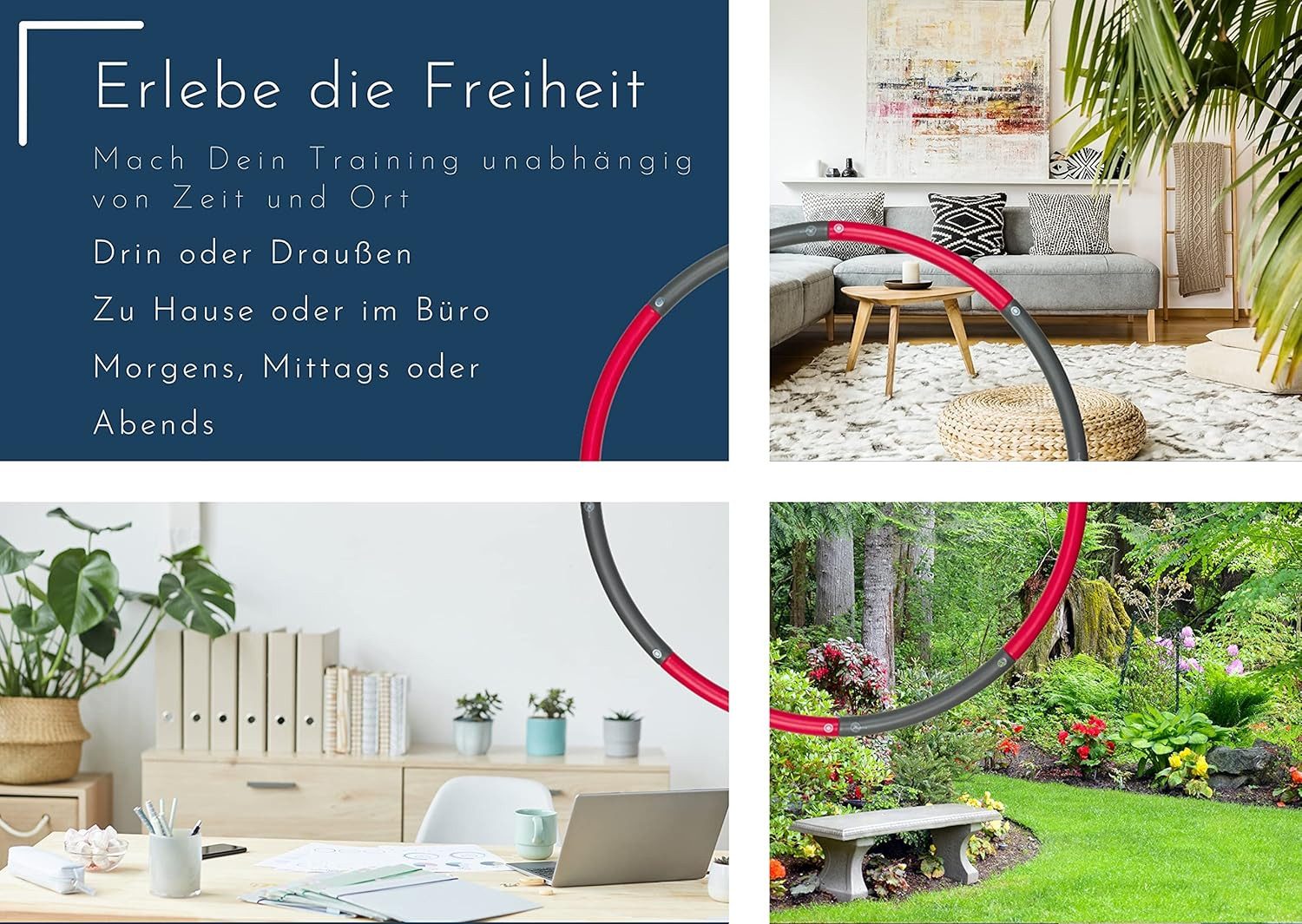 GiglioCollection Hula-Hoop-Reifen 1,2 kg, gewellt, stabil, zerlegbar, mit Praktischer Tragetasche