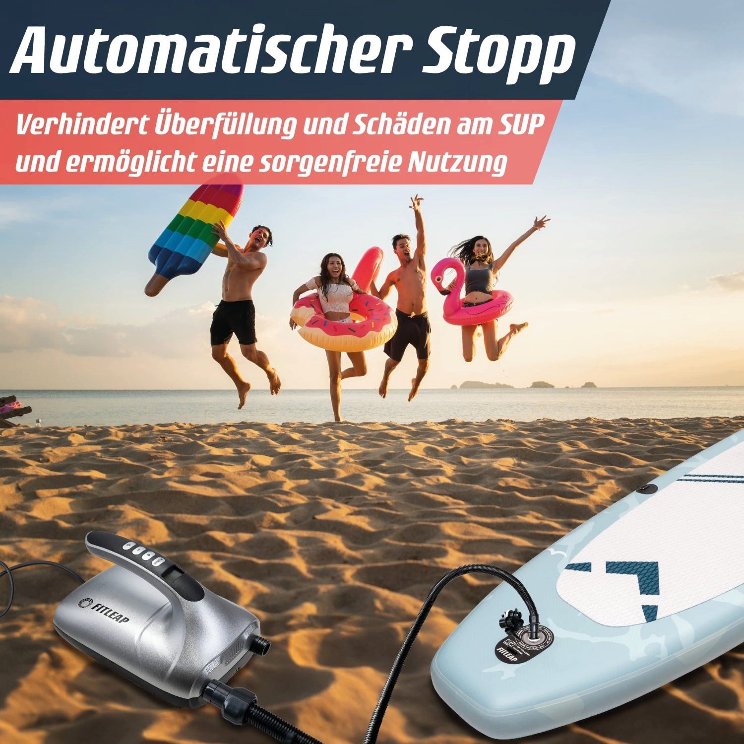 Fitleap SUP-Pumpe Elektrisch 20 PSI, Elektrische Pumpe für SUP Board, 12V Pumpe, 2-in-1…, Robustes Material, Komplettes SUP-Set, stabil, Leicht transportierbar