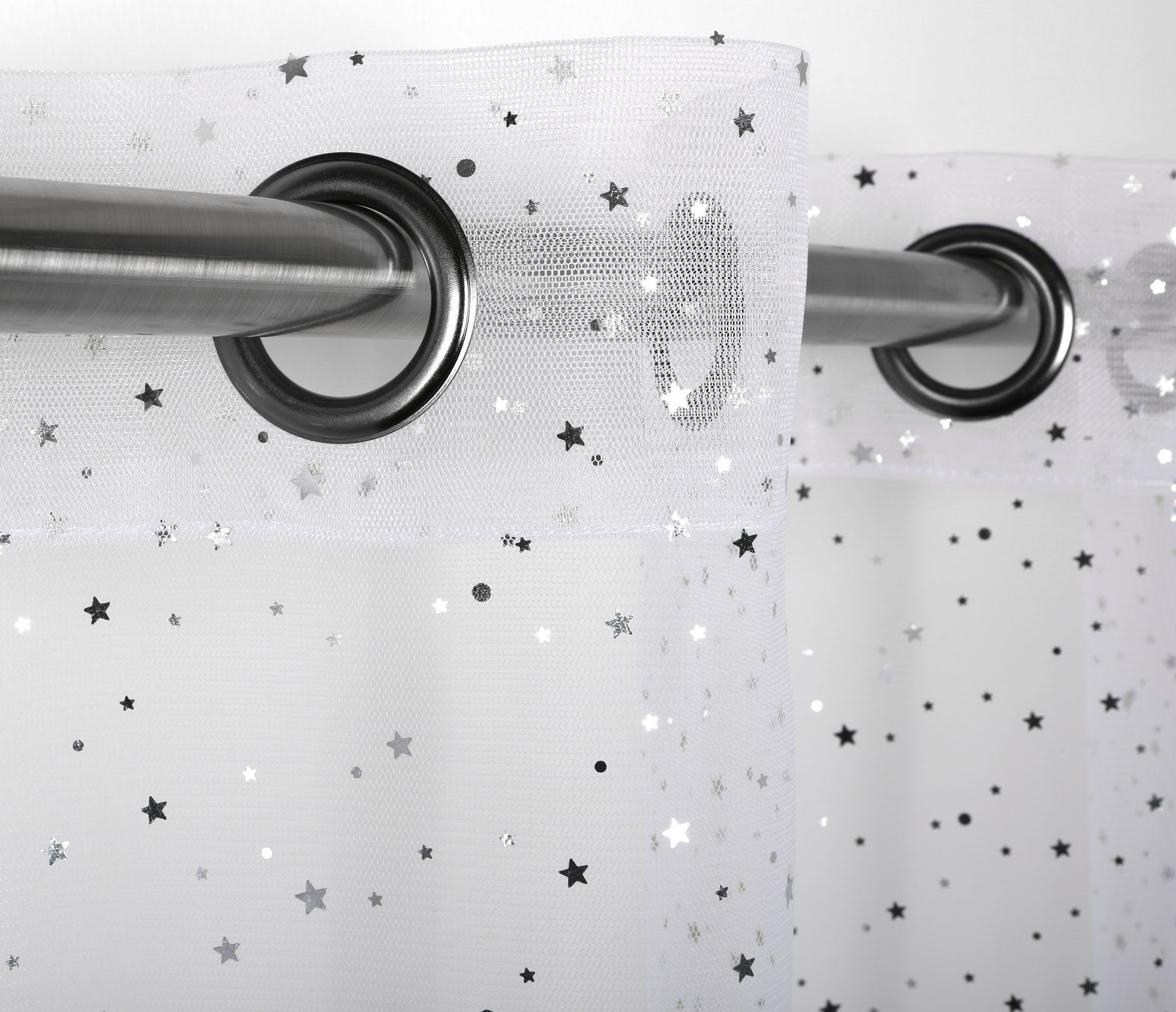 Beautex Gardine Luftiger Ösenschal mit Glitzer Sternen, Gardine mit Ösen 14 günstig online kaufen