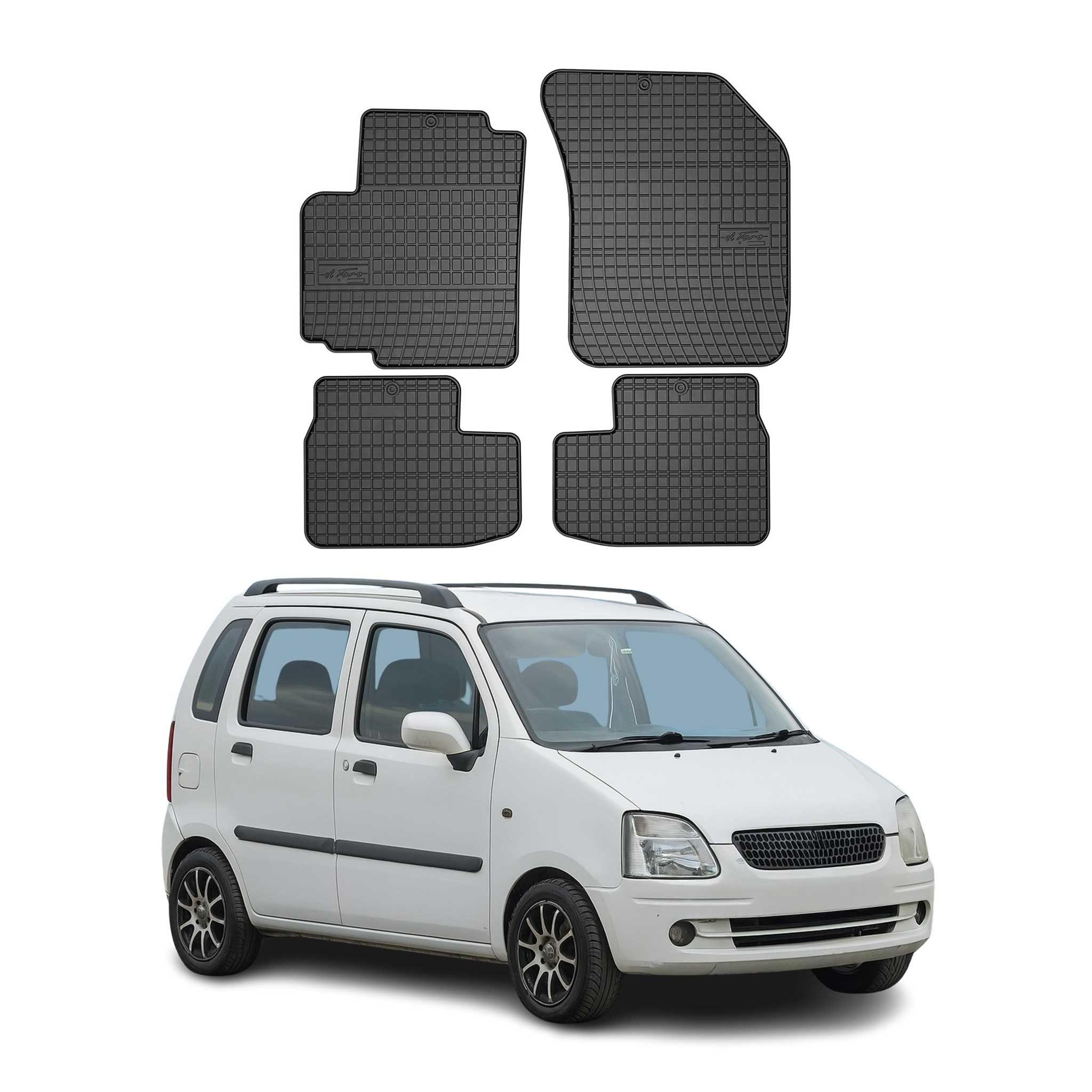 OMAC Auto-Fußmatten für Opel Agila B 2008-2015 Gummimatten Schwarz (4 St), für Opel Agila B 2008-2015 Opel Agila B 2008-2015, Antirutsch,Wasserfest,Einfache Installation