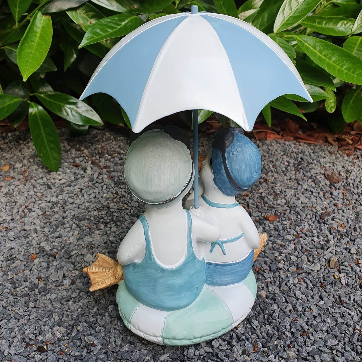 19 Gartenfigur auf mit Schirm Figur Enten Aspinaworld cm Schwimmring