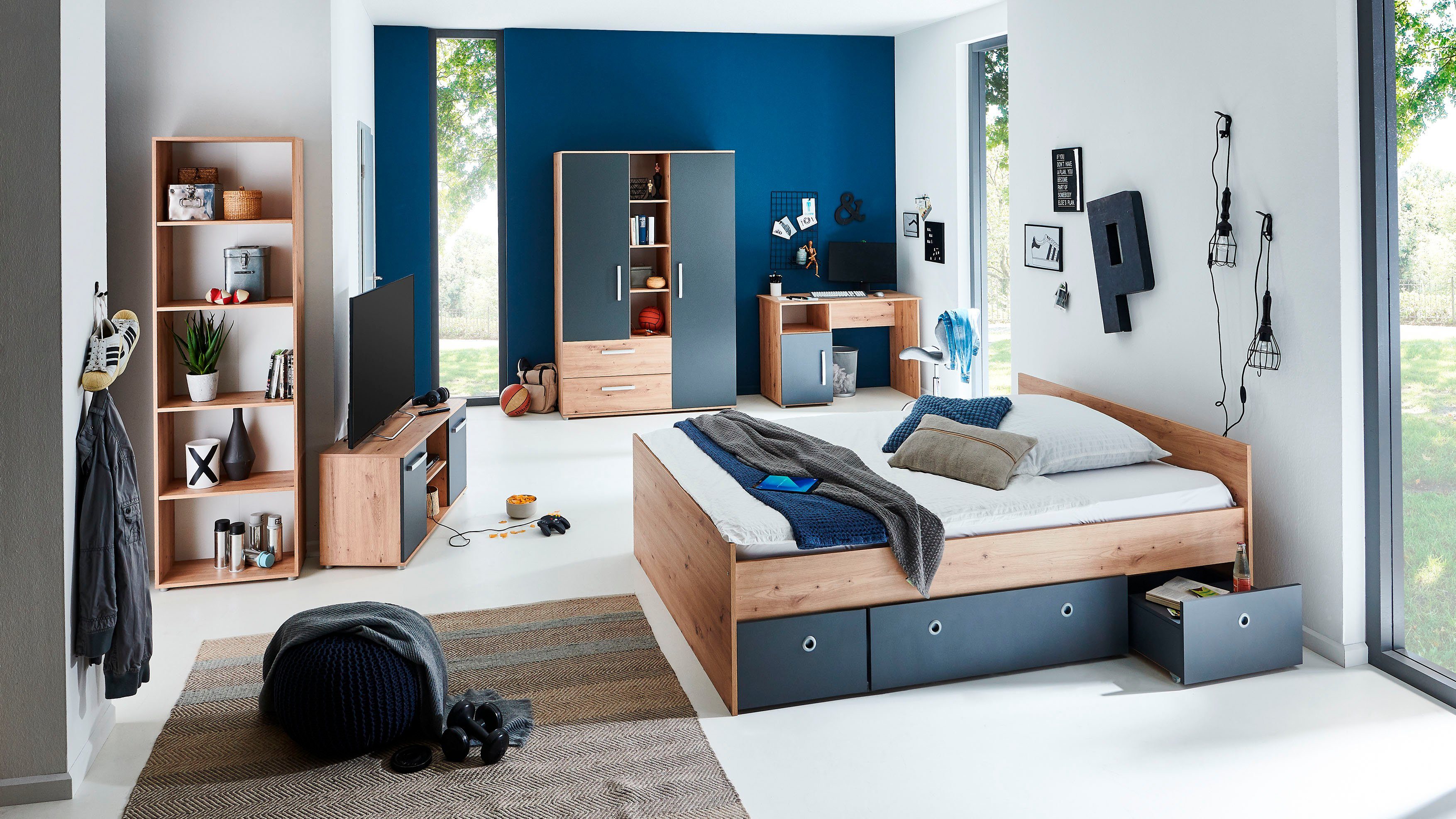 arthur berndt Jugendzimmer-Set Alessio, Anthrazit mit Artisan Eiche Dekor, günstig online kaufen