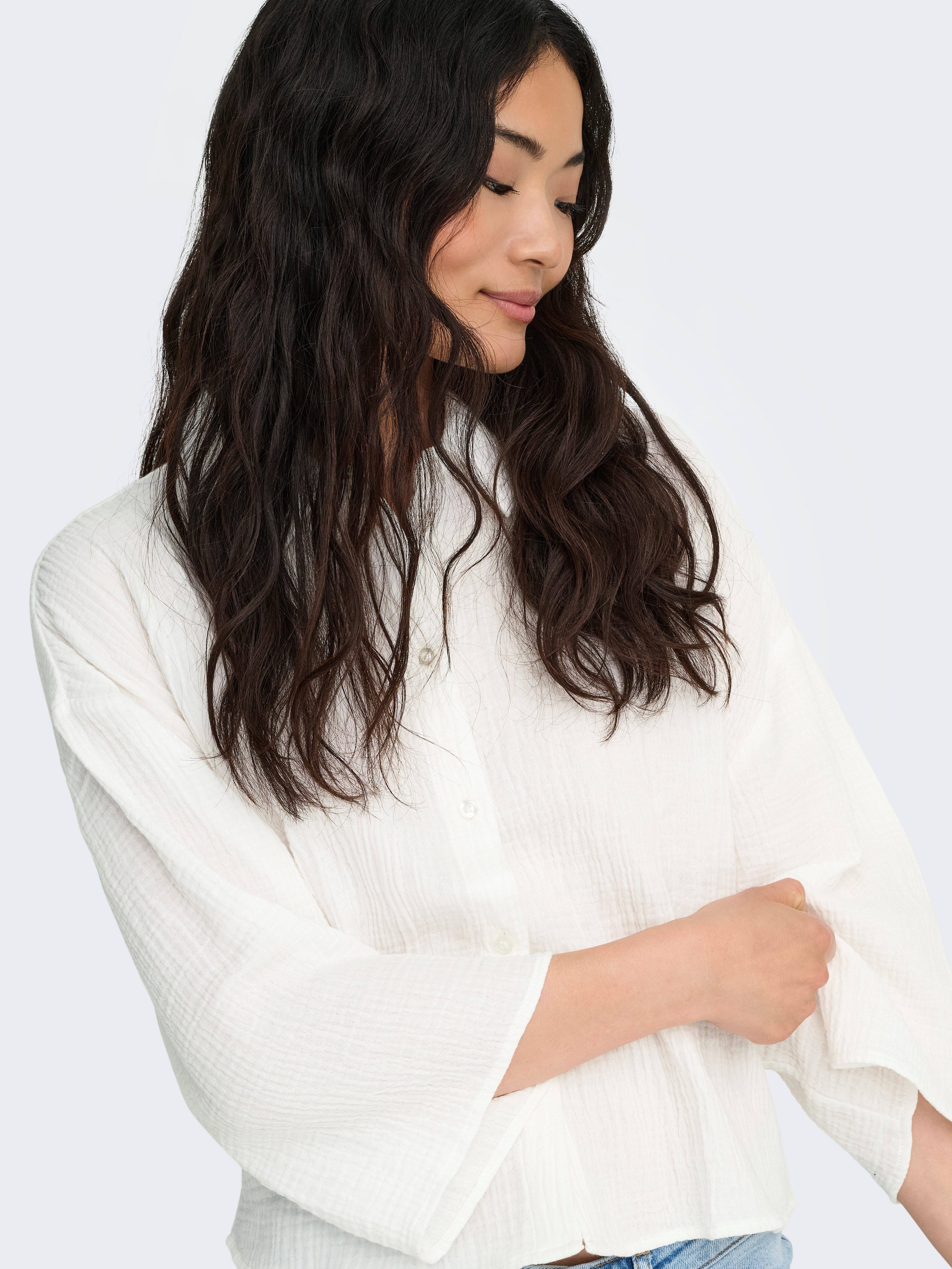 JDY Hemdbluse JDYTHEIS LIFE 3/4 CROP SHIRT WVN NOOS Baumwolle, regular fit
