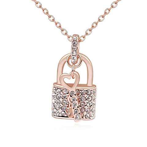 BUNGSA Ketten-Set Kette Padlock Rosegold aus Messing Damen (1-tlg), Halskette Necklace