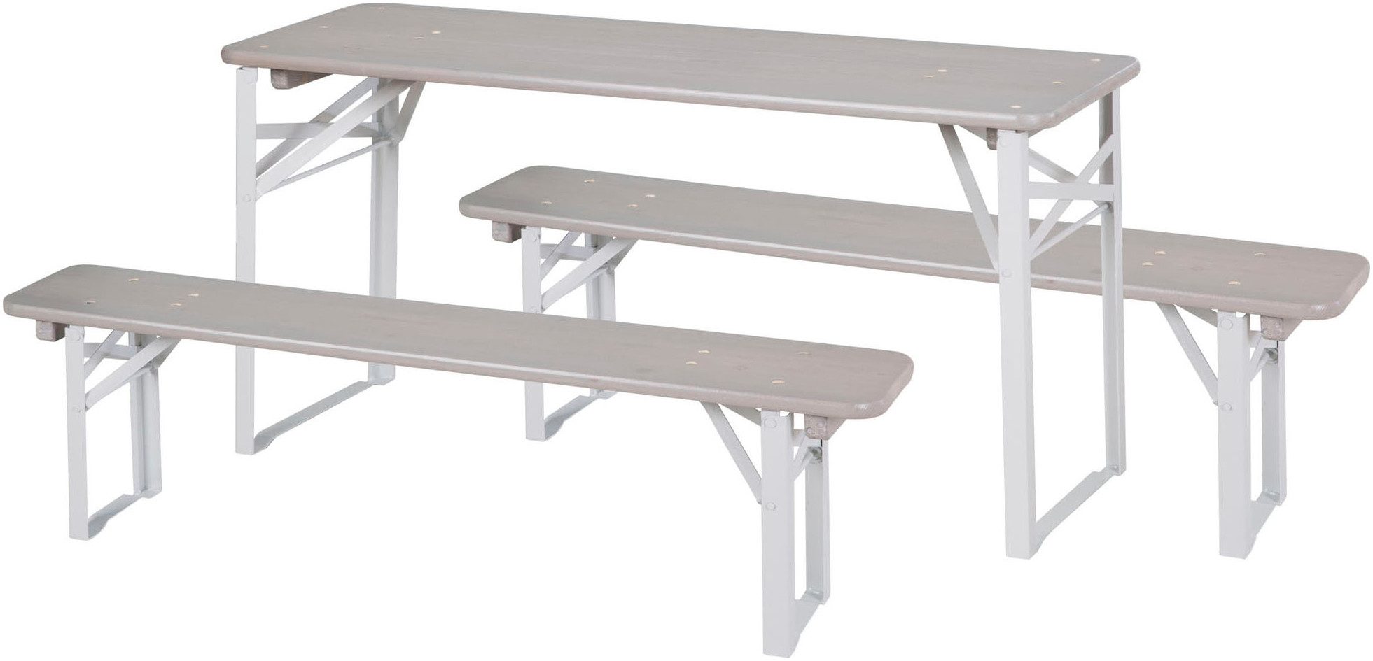 roba® Kindersitzgruppe Outdoor Party-Garnitur für Kinder, grau lasiert, aus Holz, (3-tlg), FSC® - schützt Wald