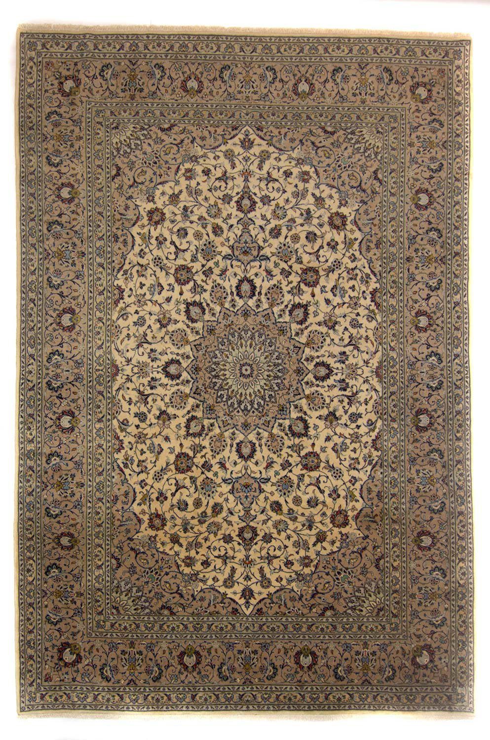 Wollteppich Keshan Medaillon Marrone chiaro 345 x 245 cm, morgenland, rechteckig, Höhe: 10 mm, Unikat mit Zertifikat