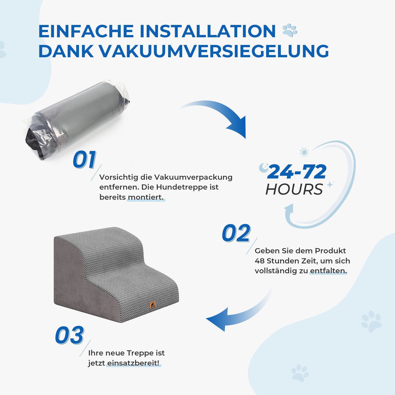 NAIMP Hunderampe Hundetreppe für kleine Hunde Haustiertreppe Katzentreppe, Waschbar rutschfest