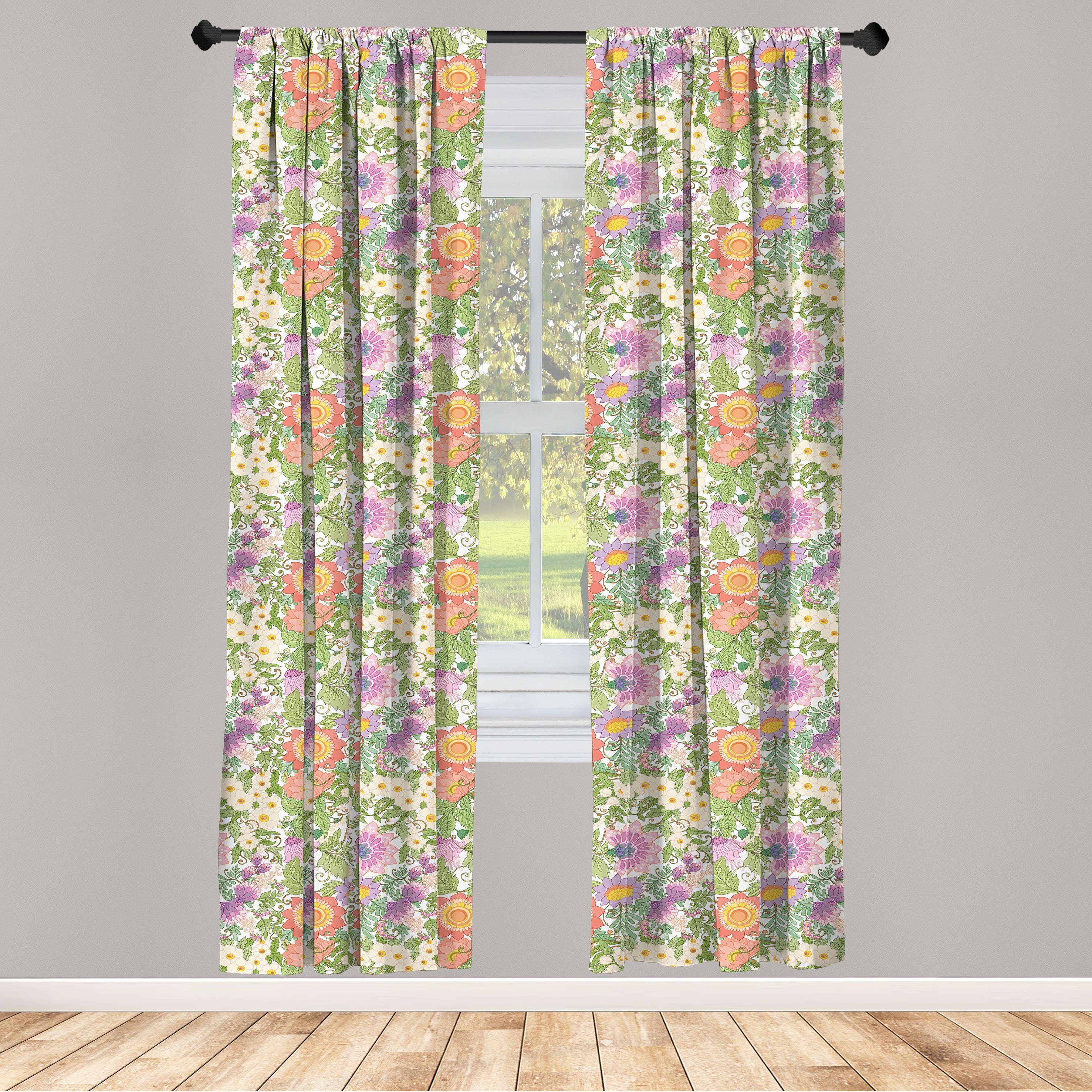 Gardine Vorhang für Wohnzimmer Schlafzimmer Dekor, Abakuhaus, Microfaser, Blumen Zipfel Petals Blumen-Motiv