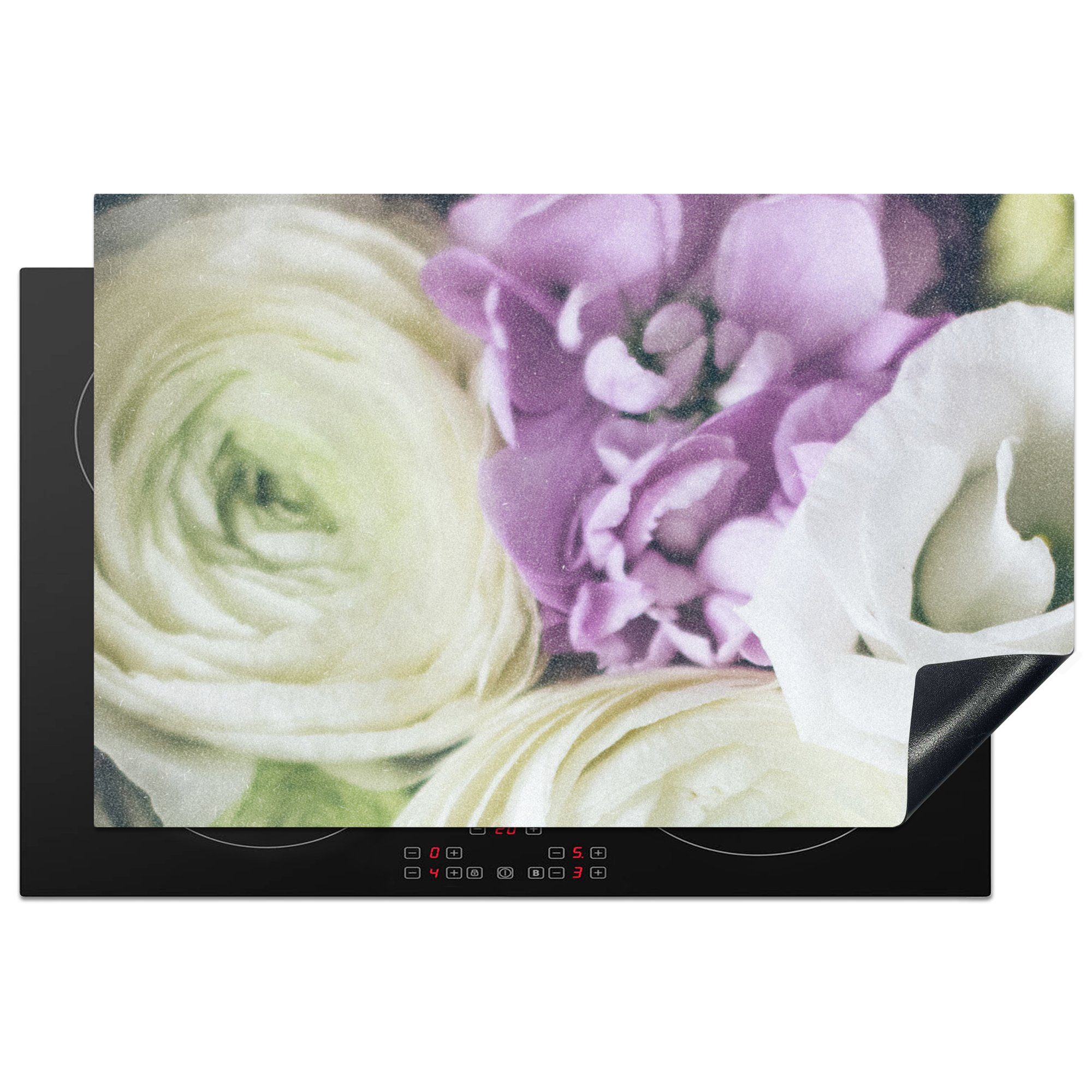 MuchoWow Herdblende-/Abdeckplatte Blumen - (1 für küche, tlg), Ceranfeldabdeckung die Induktionskochfeld - Natur, Schutz cm, Vinyl, 81x52 Rosen