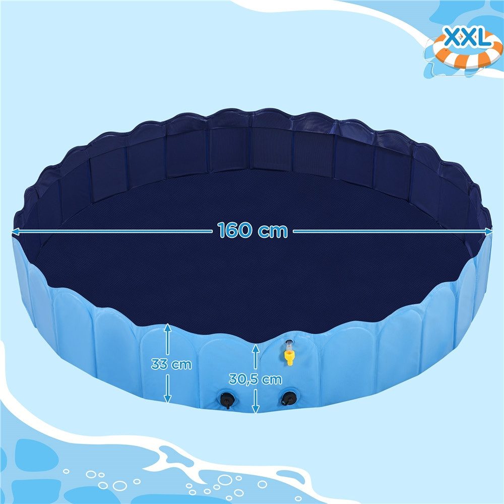 Yaheetech Hundepool Ø 160/180 cm, Verdickter Faltbarer Planschbecken für Hunde