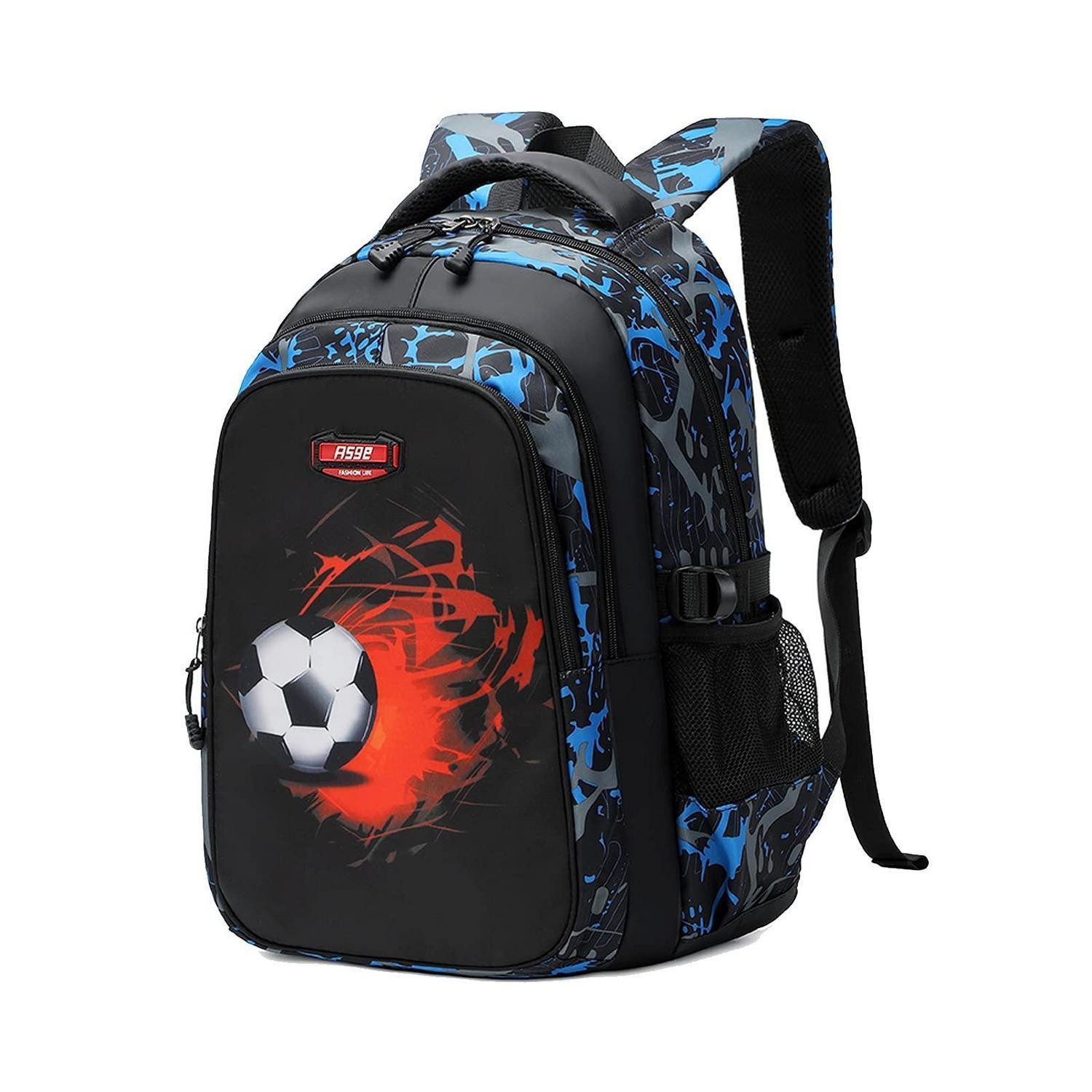 LuxusKollektion Schulranzen Schulrucksack Jungen/Mädchen Fußball Blau