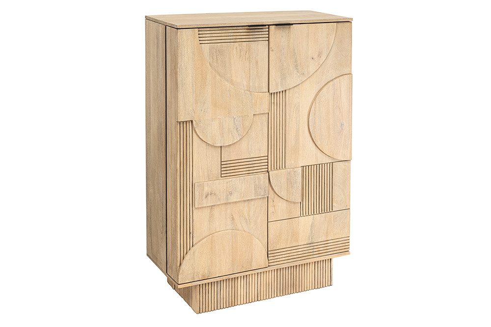 riess-ambiente Barschrank ART DECO 140cm weiß · Weinbar aus Massivholz mit 3D-Front (Einzelartikel, 1-St) 2 Türen · 24 Flaschen · 2 Schubladen · 8 Fächer · Wohnzimmer · Design