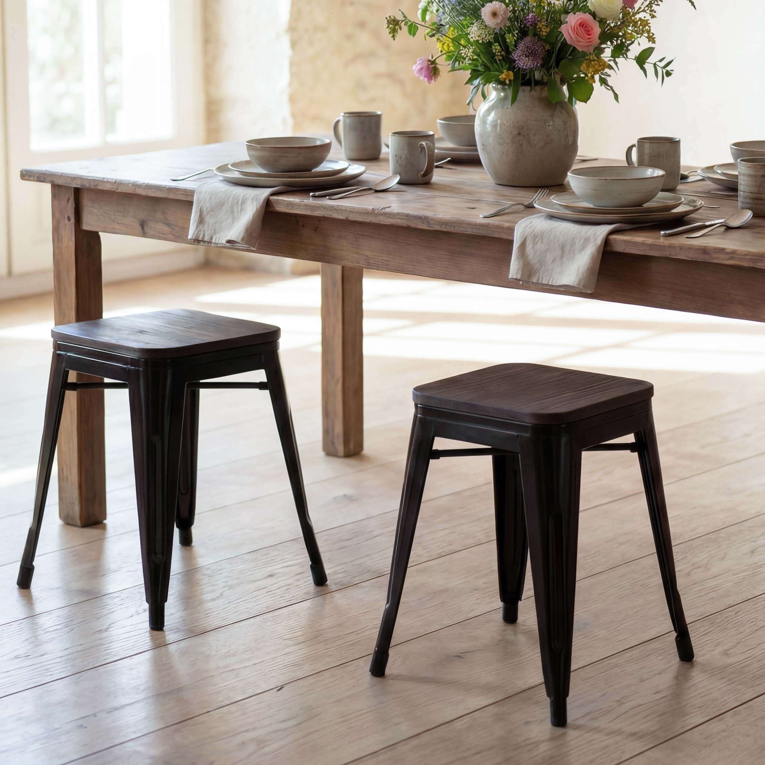 MCW Hocker MCW-A73-2-H, mit Holzsitzfläche, Maximale Belastbarkeit pro Stuhl: 120 kg