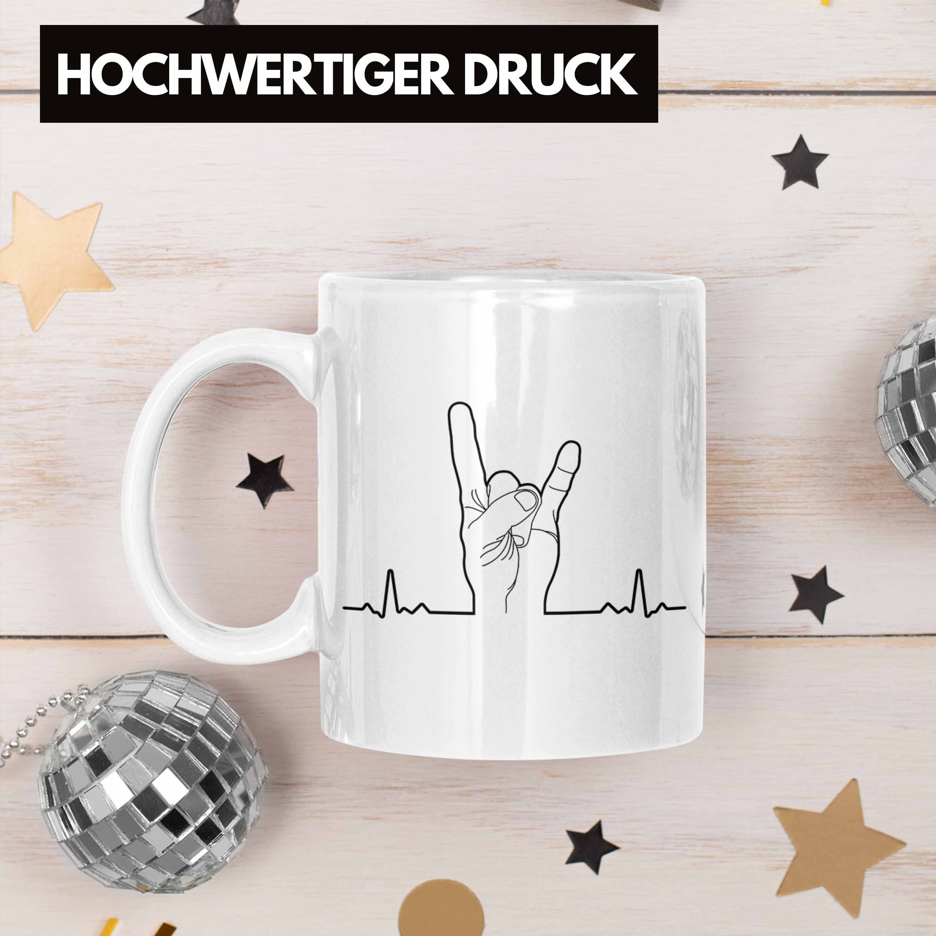 Trendation Tasse Trendation Geschenk Metal Death Musik Männer Geschenkidee Weiss Lustig Metal Heavy Rock Herzschlag - Tasse