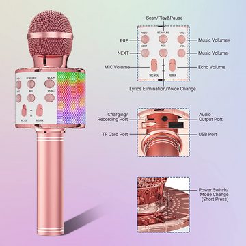 DOPWii Mikrofon Karaoke Mikrofon Bluetooth,Mikrofon Kinder Kabellos mit LED-Leuchten (1-tlg)