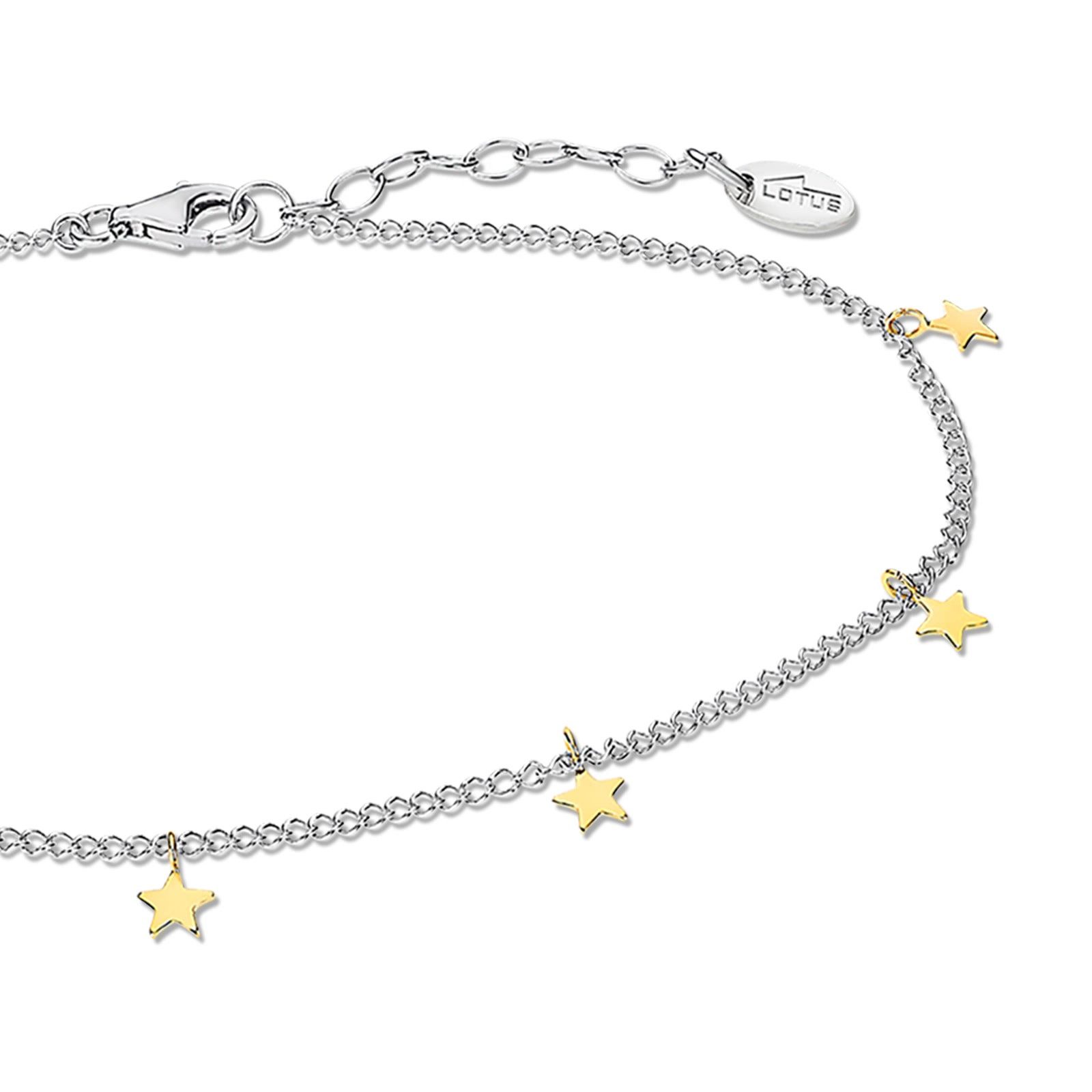 LOTUS SILVER Fußkette mit Anhänger LOTUS Silver Sterne 925 Silber Lotus, Armband Sterne ca. 23cm, 925 Sterling Silber, Farbe: silber, gold