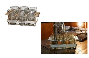Trademark Gläser-Set Glashalter mit 6 Gläser Metall Antikweiß Trademark L 29cm D16038, Metall, Glas