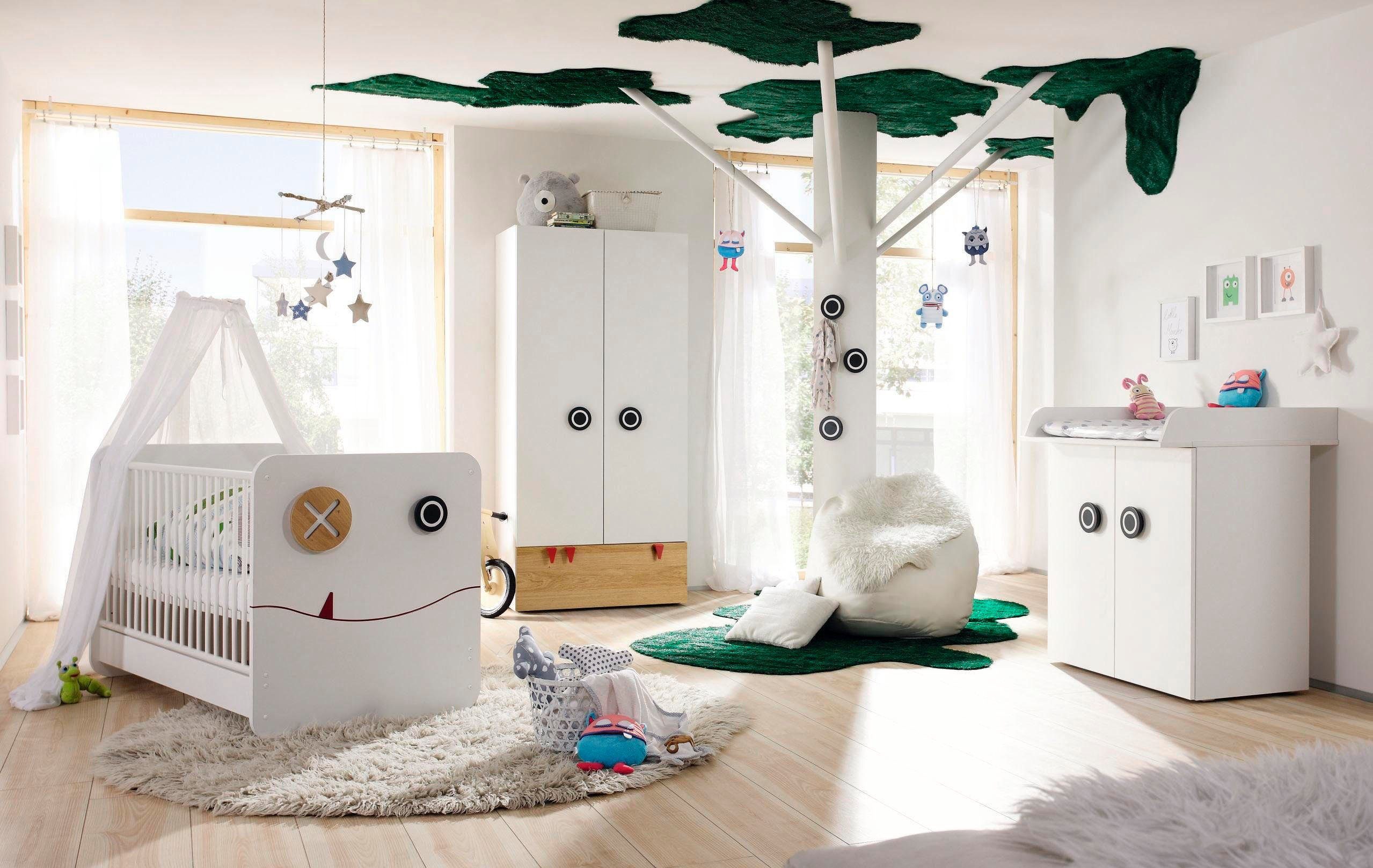 Polini Kids Kinderzimmer Set S Kinderbett mit Kommode mitwachsend und Matratze 