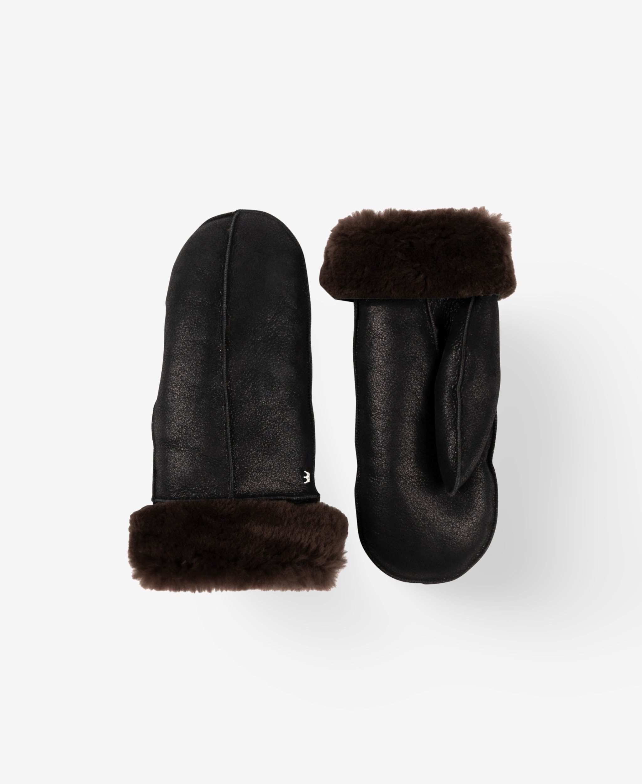 GLAMIRA Lederhandschuhe Brigitte Schwarze Lederhandschuhe mit Schaffellmanschetten (2-St., mit Shearling-Bündchen) mit Shearling-Bündchen